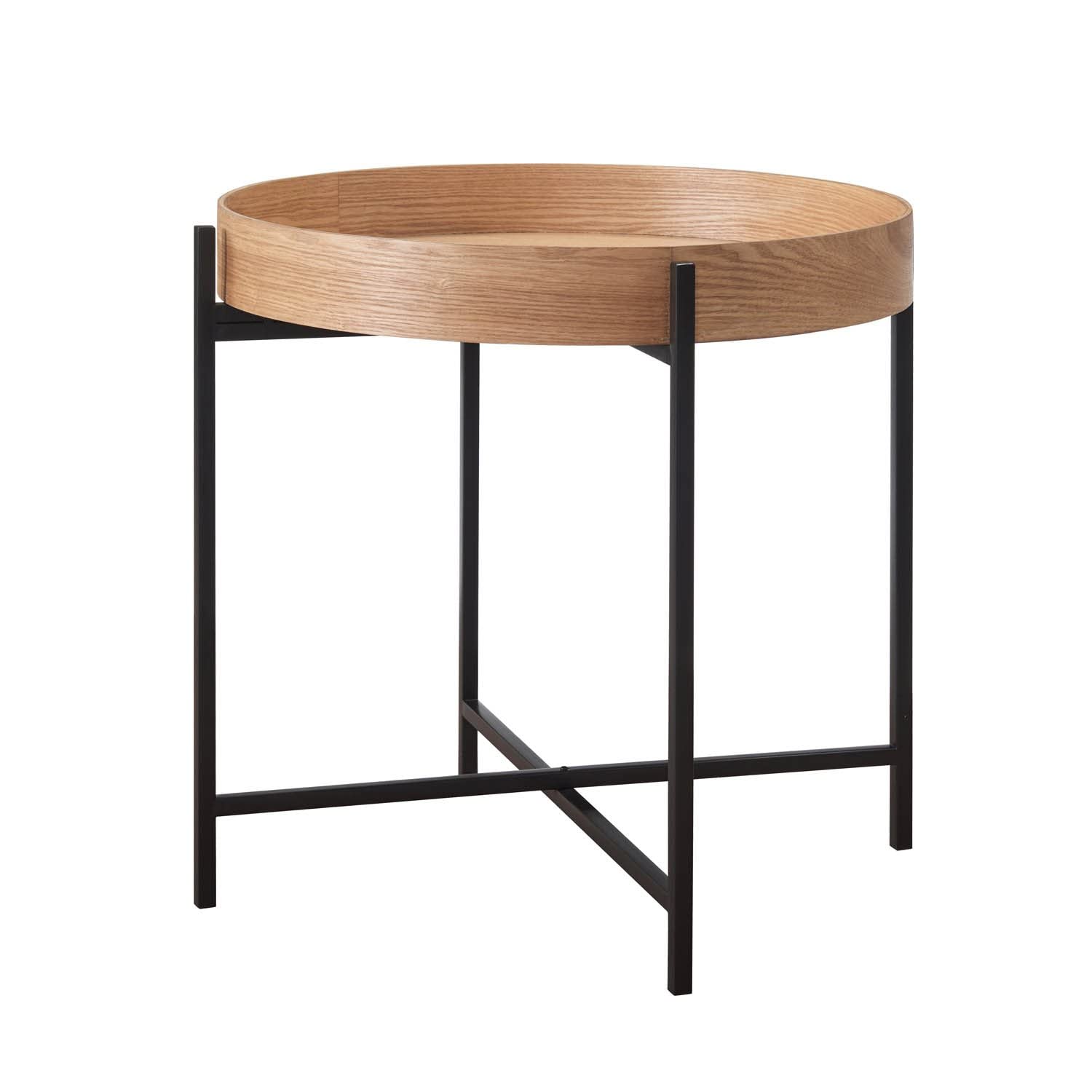 FAVRD Modern Round Side Table - 25 x 25 x 23.75 Inches Black Accent Table with 22.75