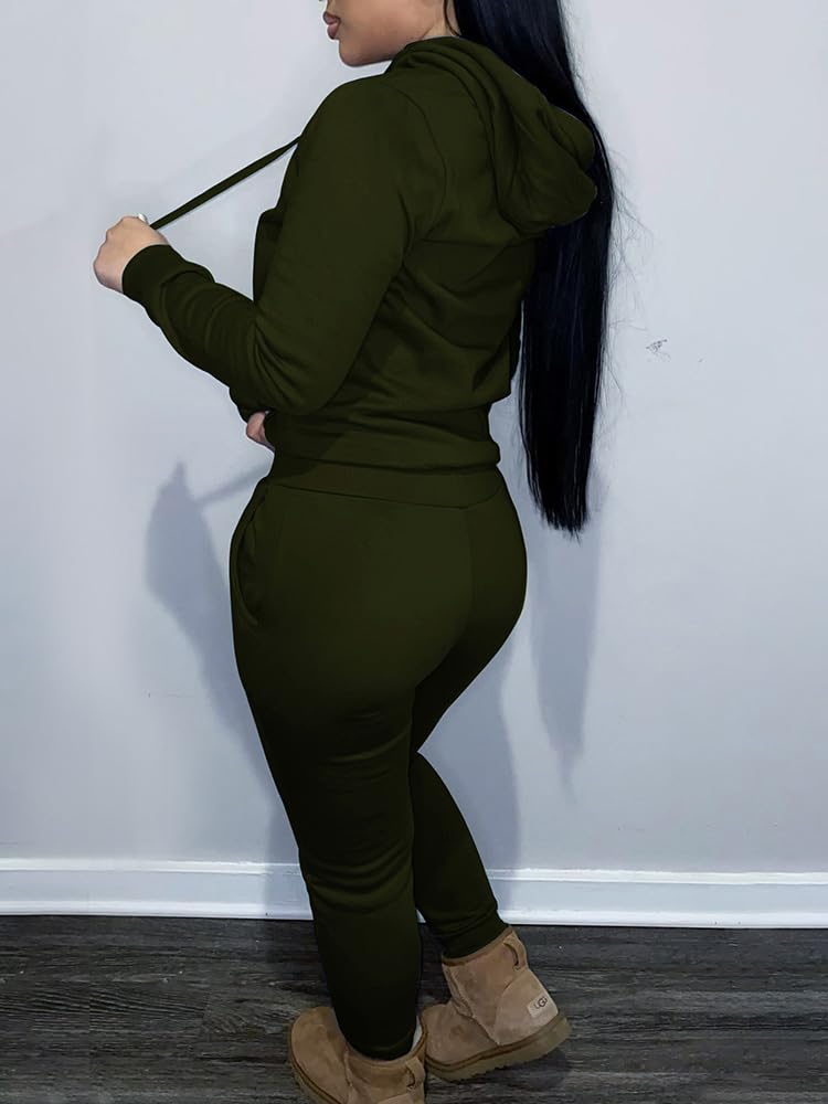 Women's Casual Two Piece Sweatsuits Set - Long Sleeve Hoodie & Joggers Tracksuit for Lounge, Workout, and Everyday Wear