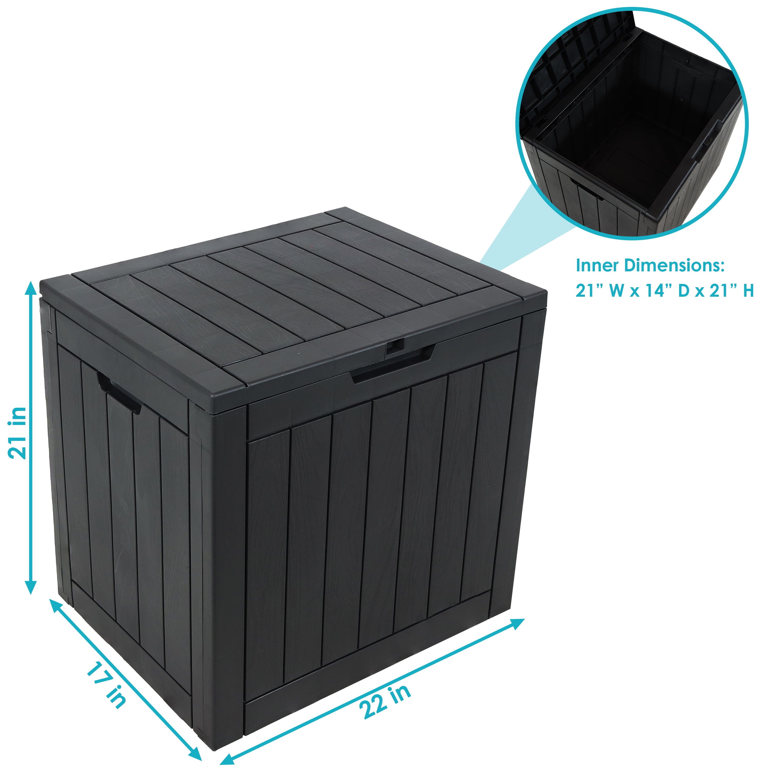 Sunnydaze 32 Gallon Small Deck Storage Box with Lockable Lid - Outdoor Patio Furniture Organizer for Cushions, Pillows, and Garden Tools