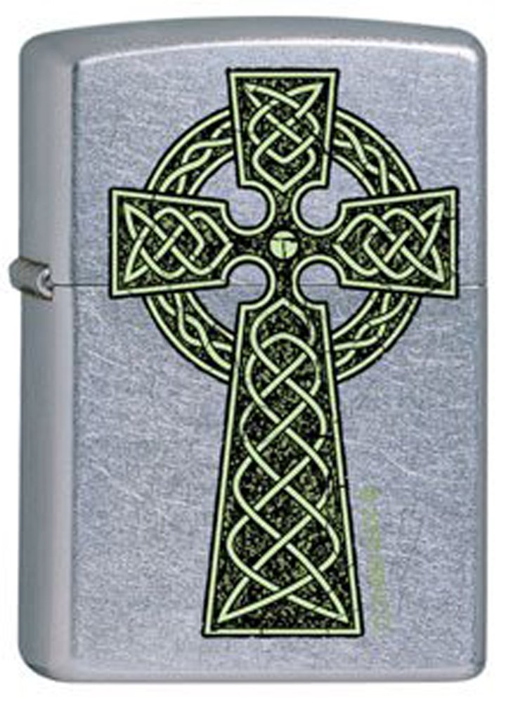 Zippo Celtic Irish Green Knot Cross Chrome Lighter - Windproof Refillable Metal Lighter for Outdoor, Camping, Travel & Collectibles | Perfect Gift for St. Patrick's Day & Irish Heritage Enthusiasts