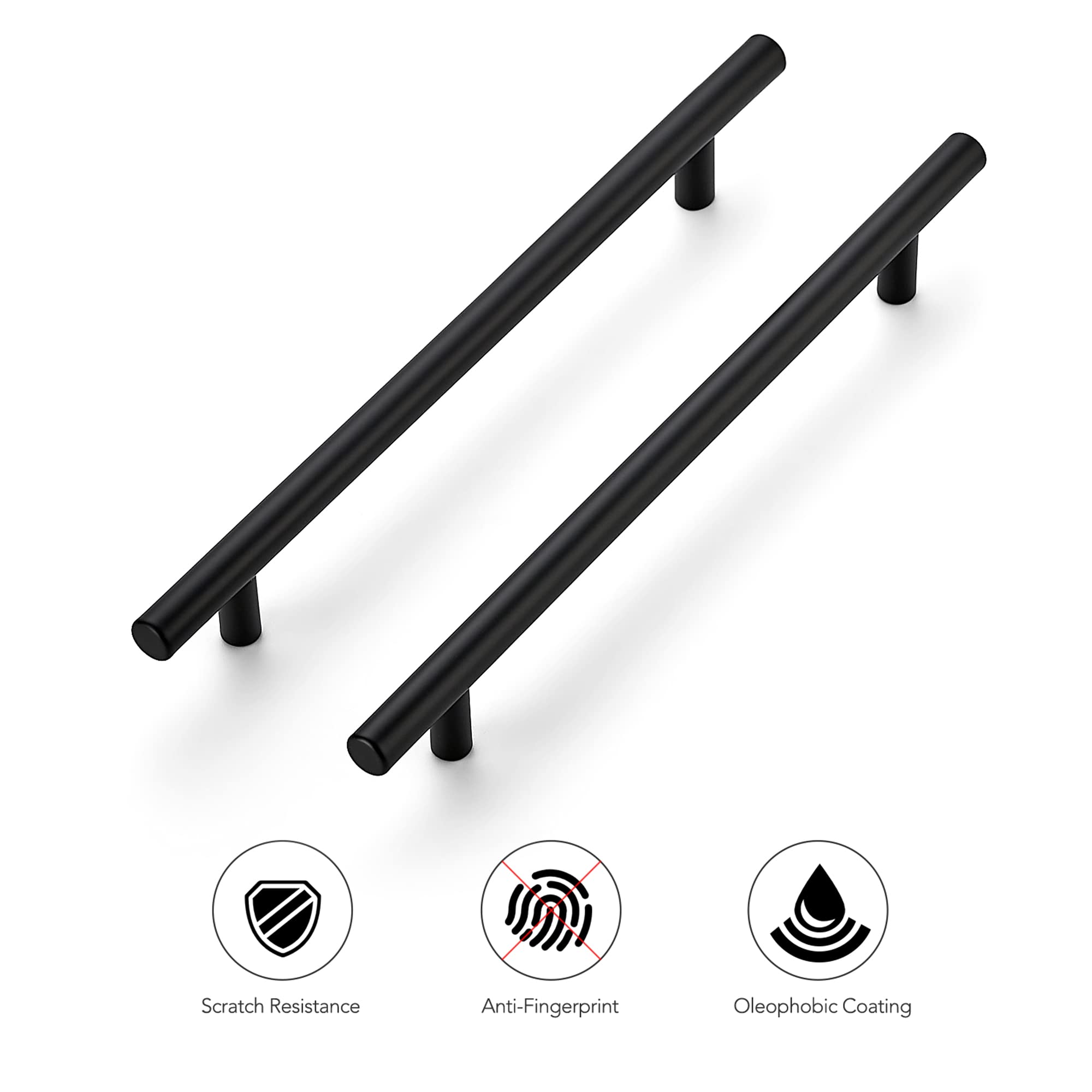 10 Pack Matte Black Cabinet Handles - 7.5