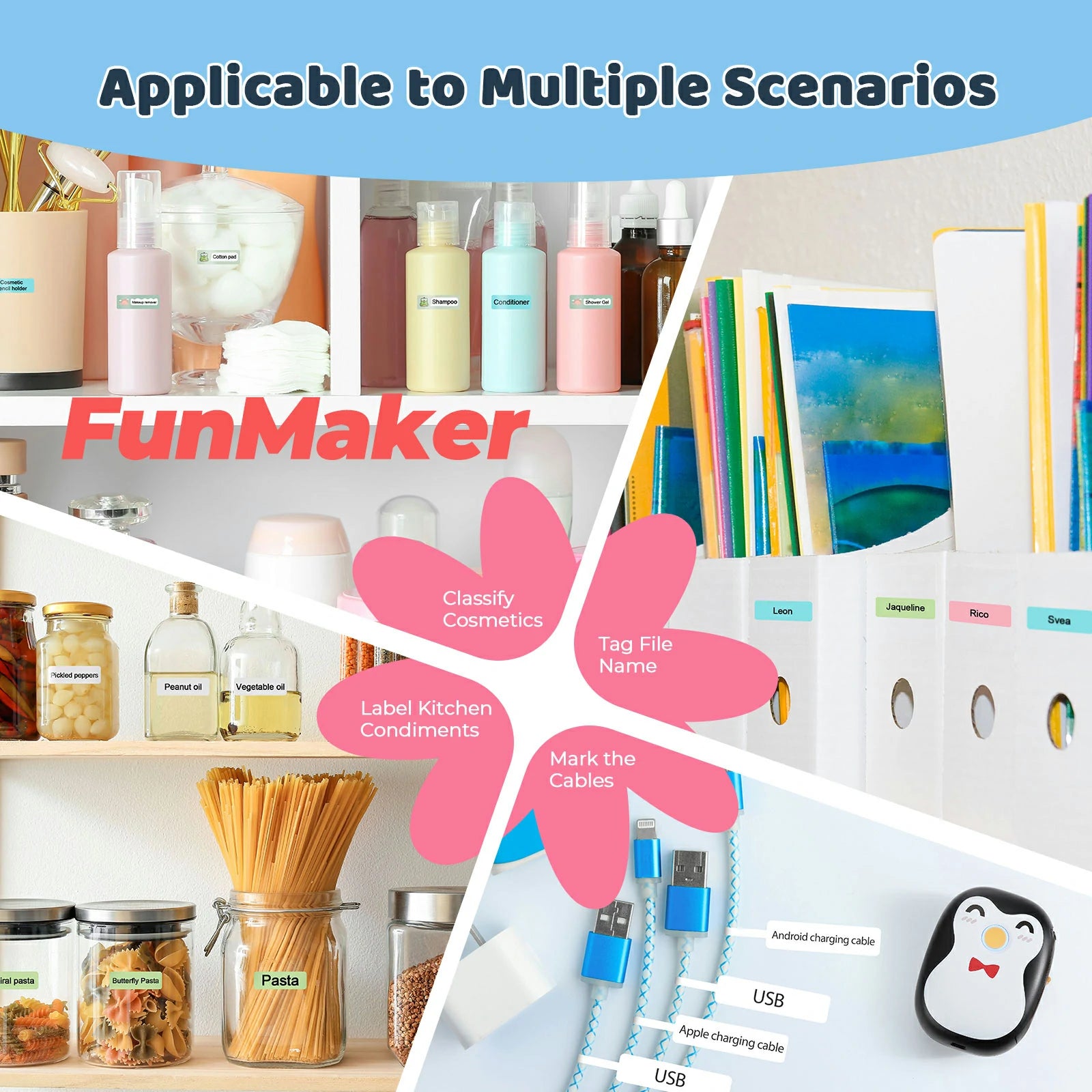 Munbyn FunMaker Black Penguin Mini Thermal Label Printer IMP032 - Compact, Portable for Shipping, Packaging & Organizing - Includes Free Labels for Home & Office Use
