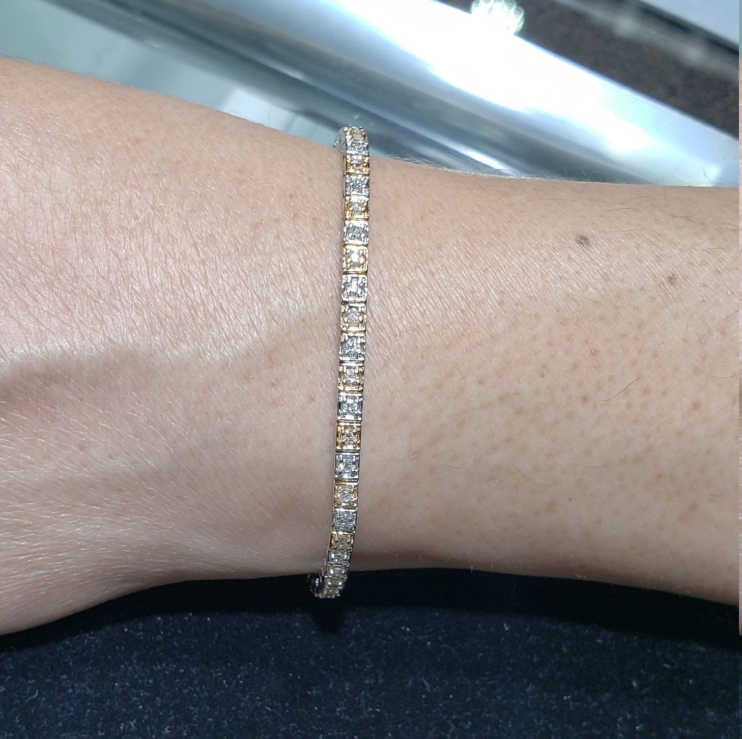 18K Rose Gold & White Gold Diamond Tennis Bracelet for Women - Elegant Stackable Jewelry Gift for Weddings, Anniversaries & Special Occasions