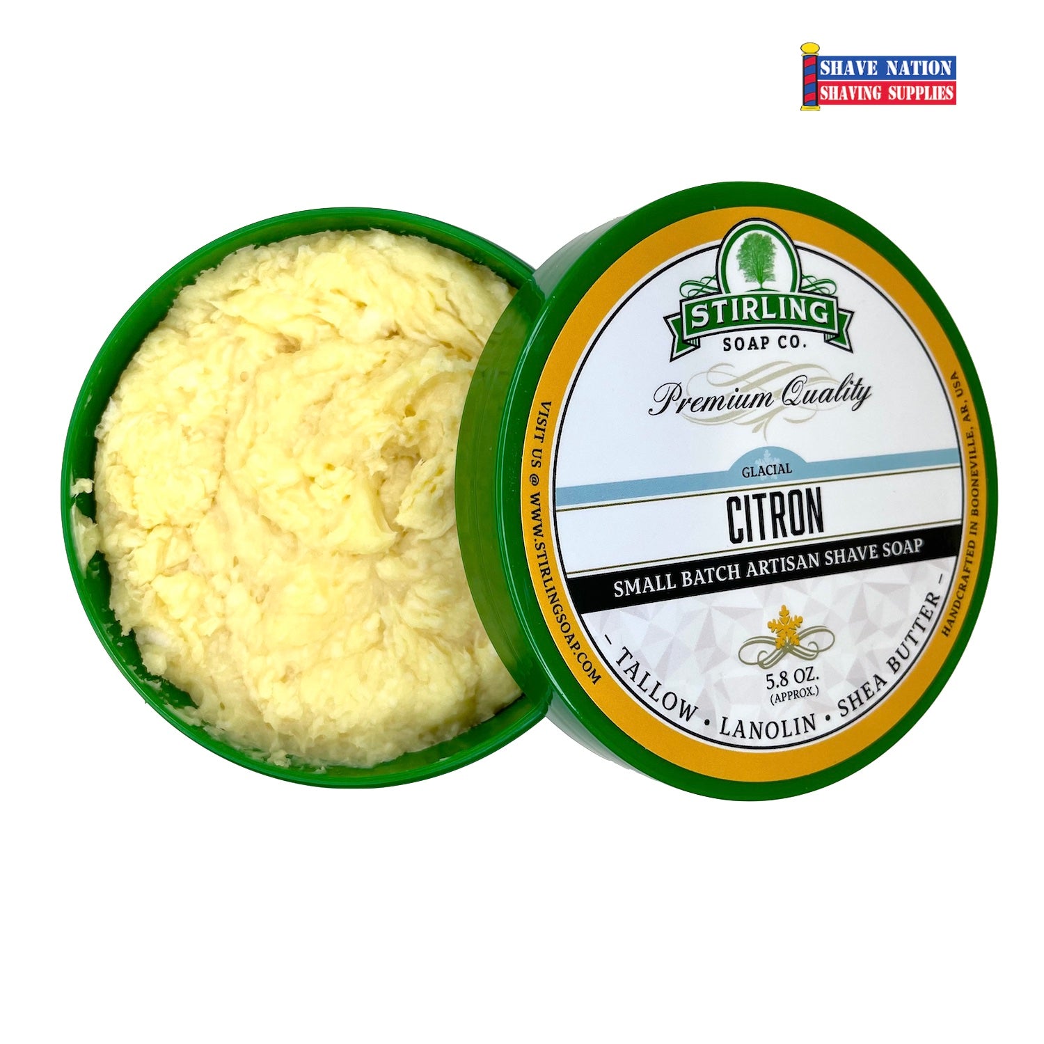Premium Stirling Shaving Soap for Men - All-Natural Glycerin Shaving Soap Bar with Shea Butter & Essential Oils - Smooth, Close Shave for Sensitive Skin - Perfect for Wet Shaving, Travel & Grooming Kits