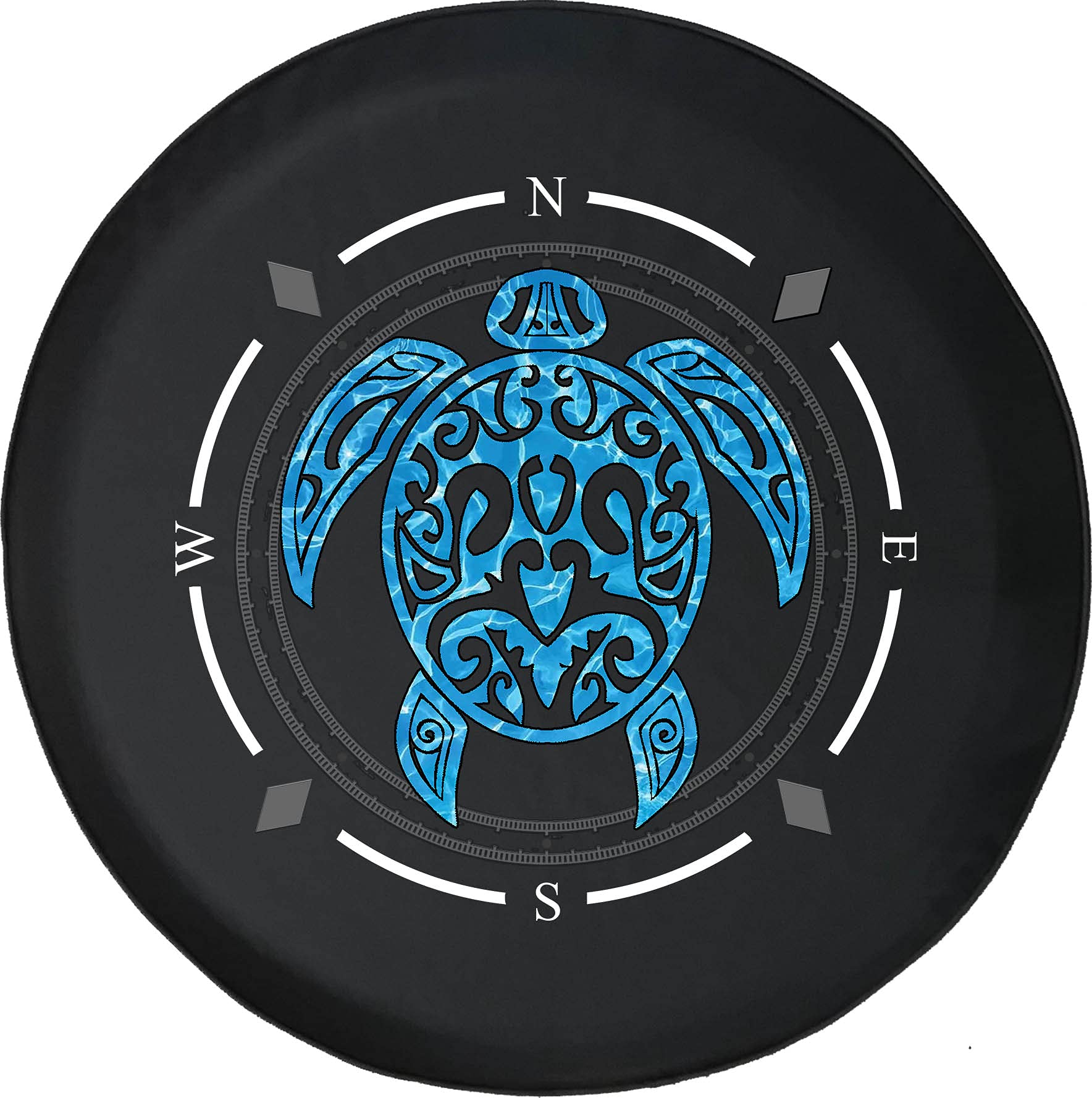 American Unlimited Spare Tire Cover with Compass Design - Beach & Sea Turtle Wheel Protector for SUV, Trailer, RV Accessories | Durable Waterproof Cover for Road Trips & Outdoor Adventures