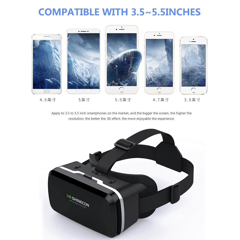 HD Virtual Reality Headset with Controller & Gamepad - 3D VR Glasses Compatible with iPhone, Android, iOS Devices for Movies, Gaming & TV Shows | Perfect for Home Entertainment & Immersive VR Experiences
