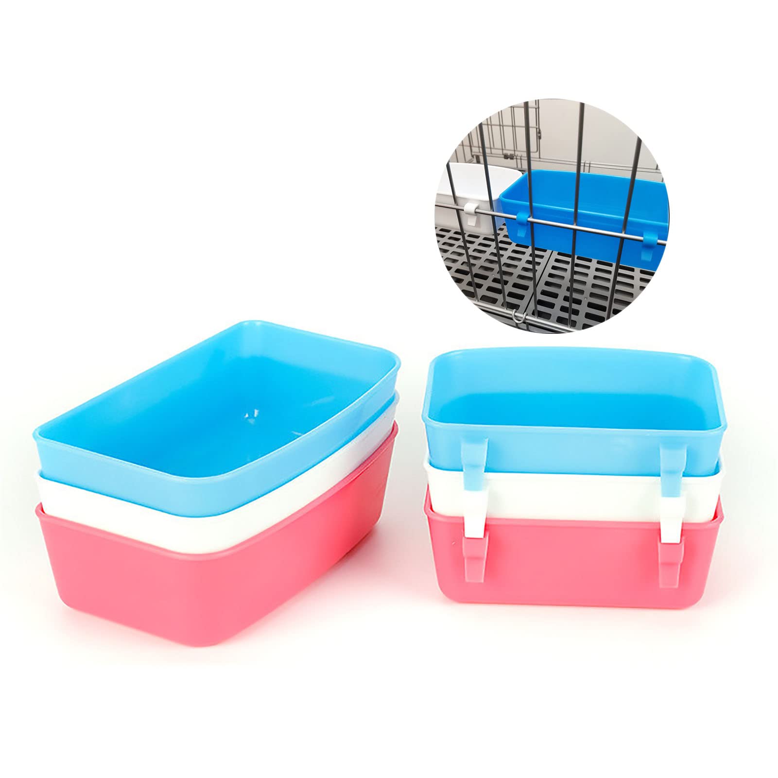 **3 Pack Hanging Rabbit Feeder & Waterer - Automatic Food & Water Bowl for Chicken, Guinea Pig, Pigeon, Dove, Puppy, Cat, Bird, Hamster - Durable Cage Mounted Feeding Dish & Drinker for Coop, Aviary, or Pet Bed**    *(Perfect for outdoor coops, indoor cages, or travel - keeps food/water clean and accessible for small pets!)*