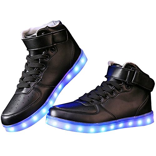 Lovery Valley LED Light Up Sneakers - PU Leather Flashing Shoes with Rubber Sole for Women & Men - Perfect for Night Running, Parties, and Rave Events