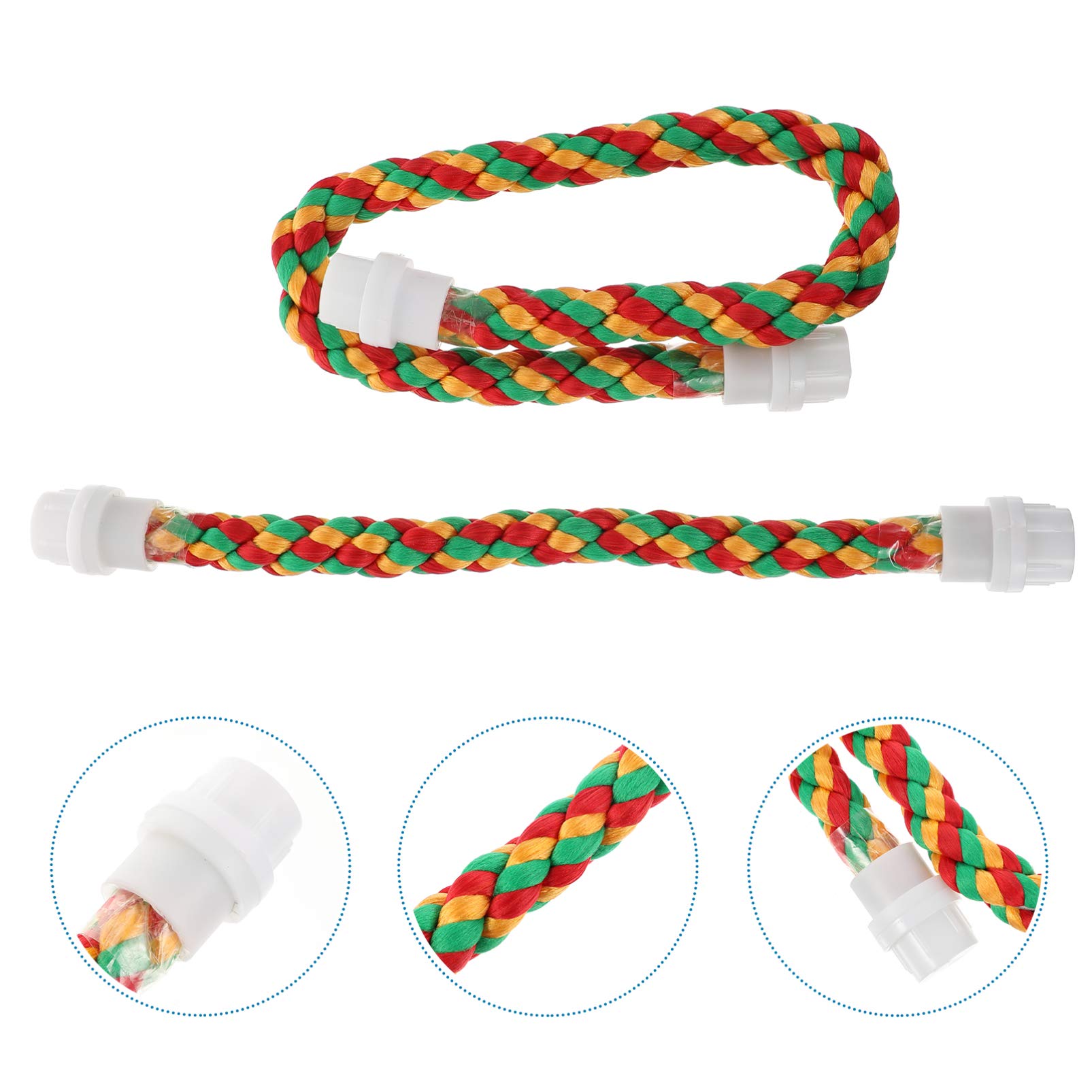 iplusmile Natural Cotton Parrot Chewing Toy - 2pcs Bird Rope Perch & Swing for Cage (30cm + 55cm) - Safe Teething Toys for Parrots, Cockatiels, Lovebirds - Perfect for Climbing, Chewing & Playtime Activities