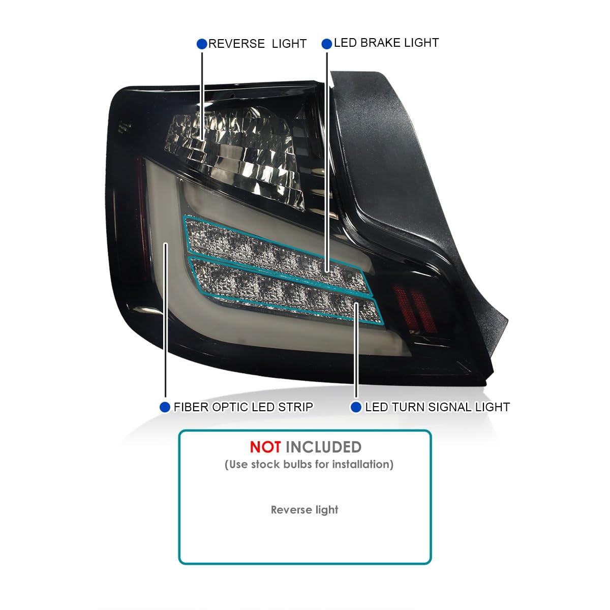 Spec-D Tuning Glossy Black Smoke LED Tail Lights for 2011-2013 Scion tC (Pre-May 2013 Production) - Left & Right Pair Assembly - Enhanced Night Visibility & Style Upgrade for Your Coupe