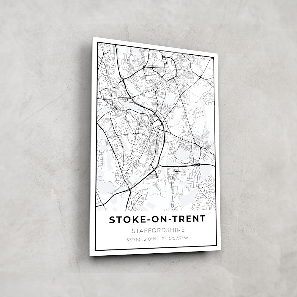 Stoke on Trent Map - Vintage Glass Wall Art Decor for Home & Office | Perfect for Living Room, Bedroom, or Gift