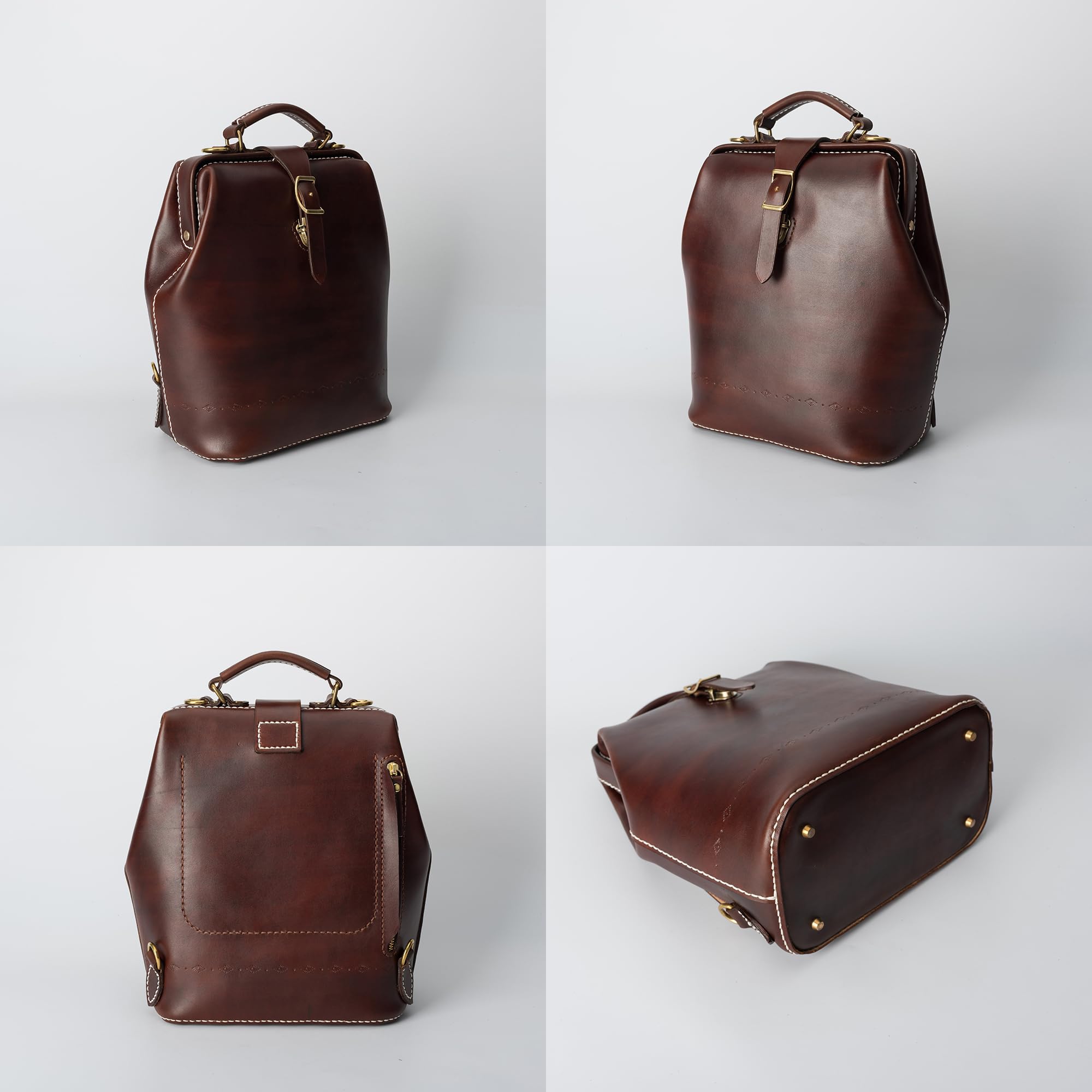 Premium Leather Doctor Bag Backpack for Women & Men - Hand Stitched Large Rucksack in Chocolate Brown - Perfect for Travel, Work & Everyday Use
