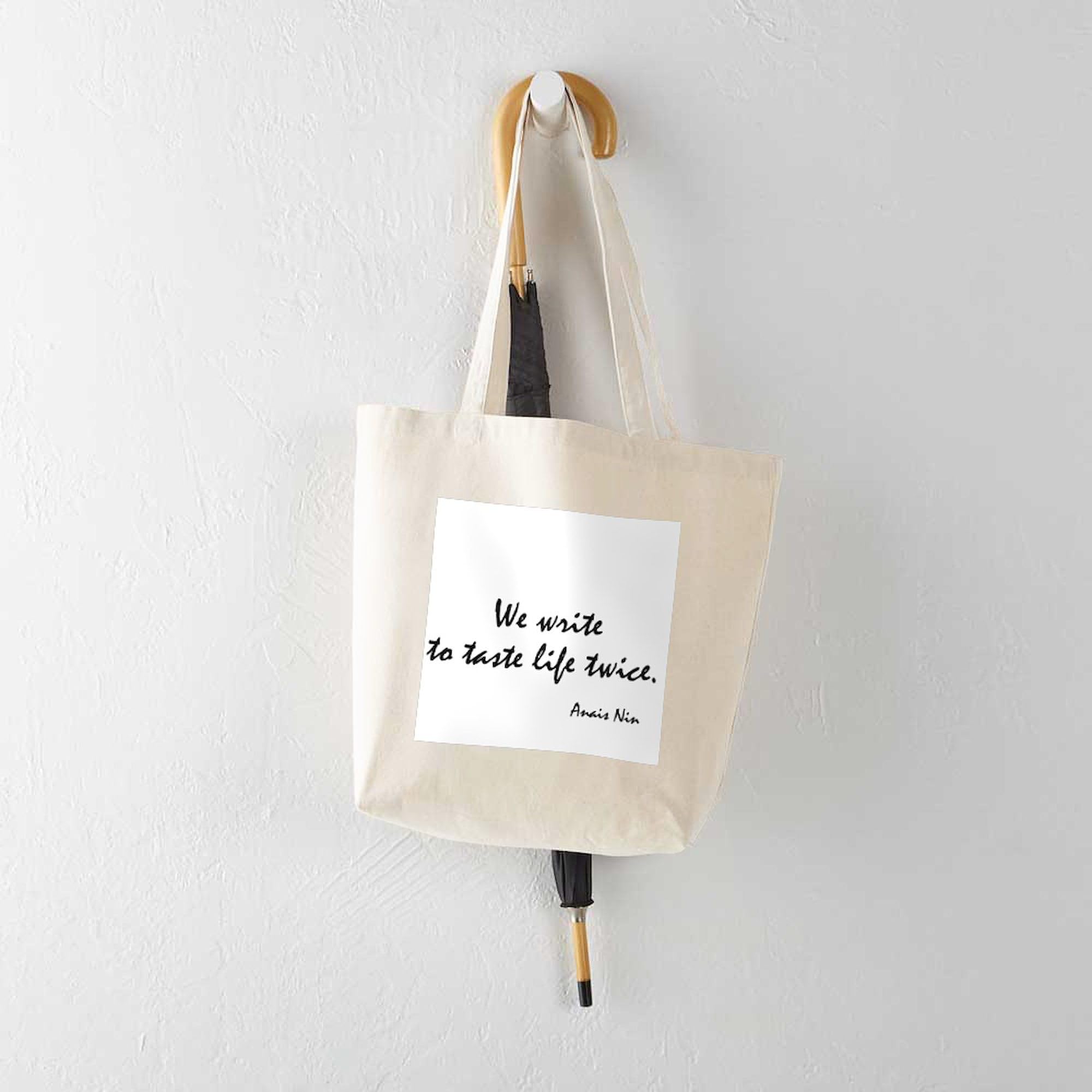 Anais Nin Quote Tote Bag - Natural Canvas Reusable Shopping Bag for Women - Eco-Friendly Grocery Tote for Book Lovers & Writers - Perfect for Library, Coffee Shops & Daily Errands