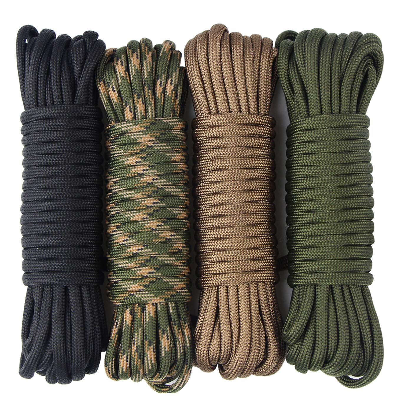4-Pack 19ft 550 Paracord Rope for Bracelets, Dog Collars & DIY Crafts