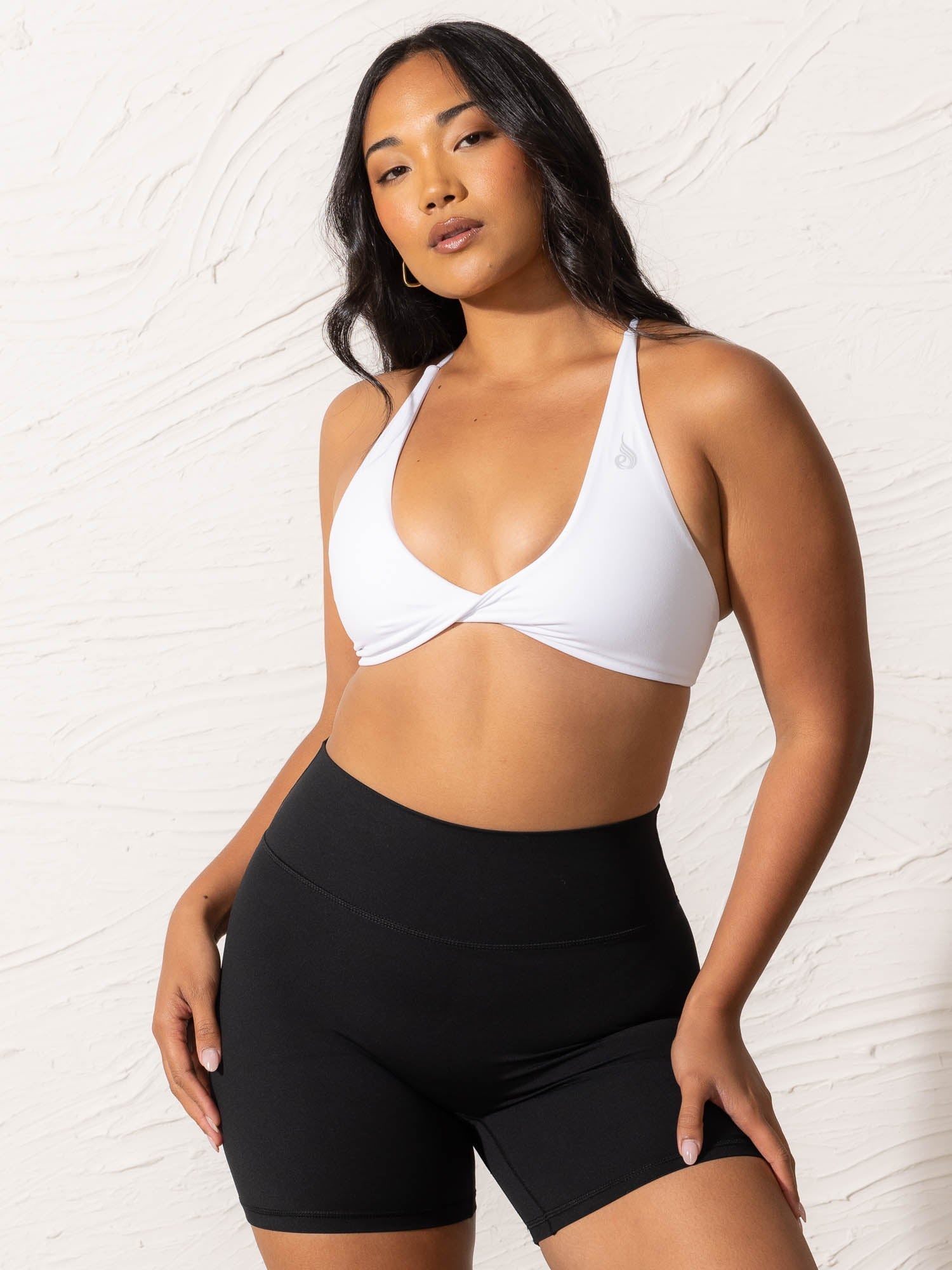 NKD Twist Sports Bra for Women - High Support Workout Top - Breathable & Comfortable for Running, Yoga & Gym - White