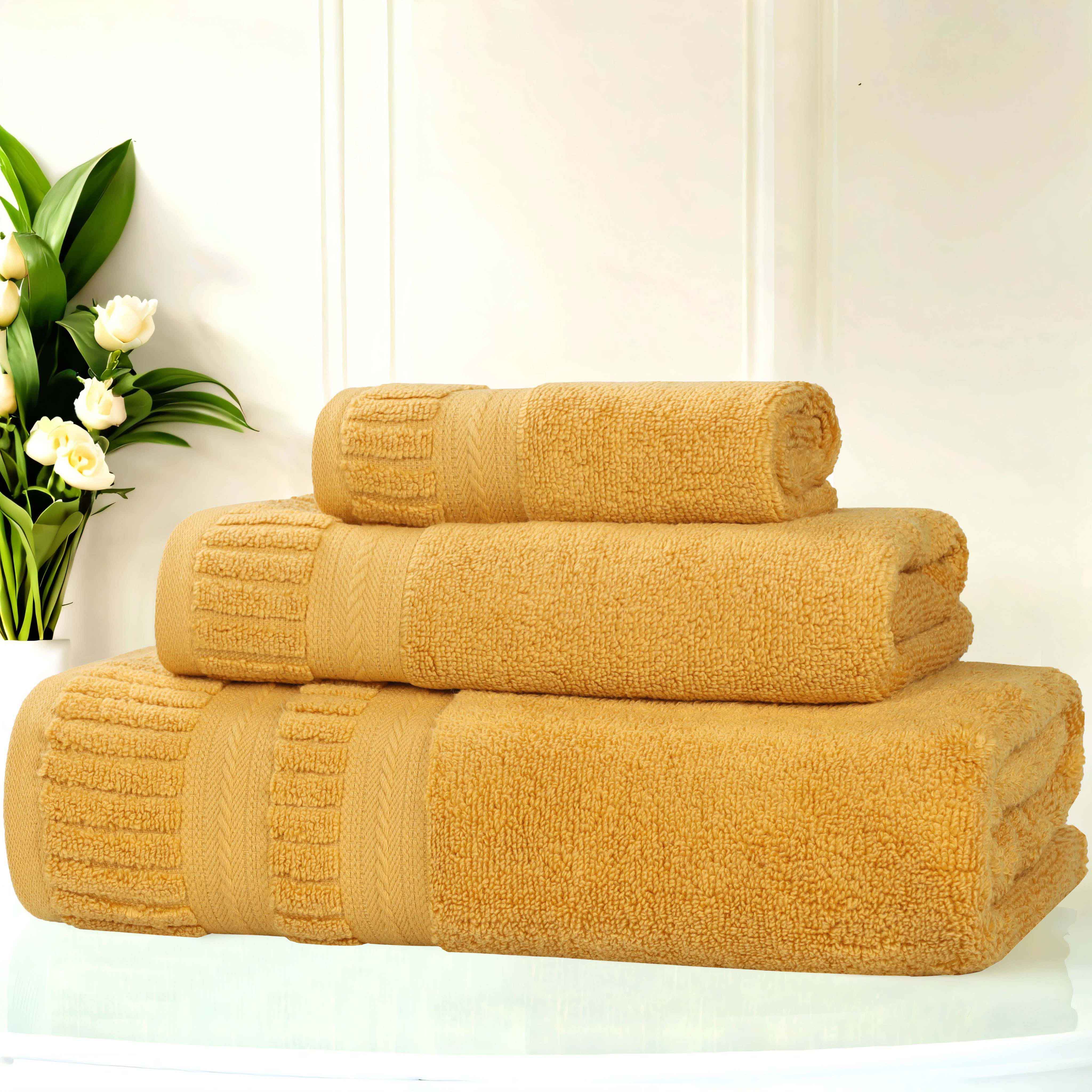 Venice Zero Twist Cotton Medium Weight Absorbent 3-Piece Bath Towel Set - Soft & Quick-Drying for Spa, Gym, and Beach Use