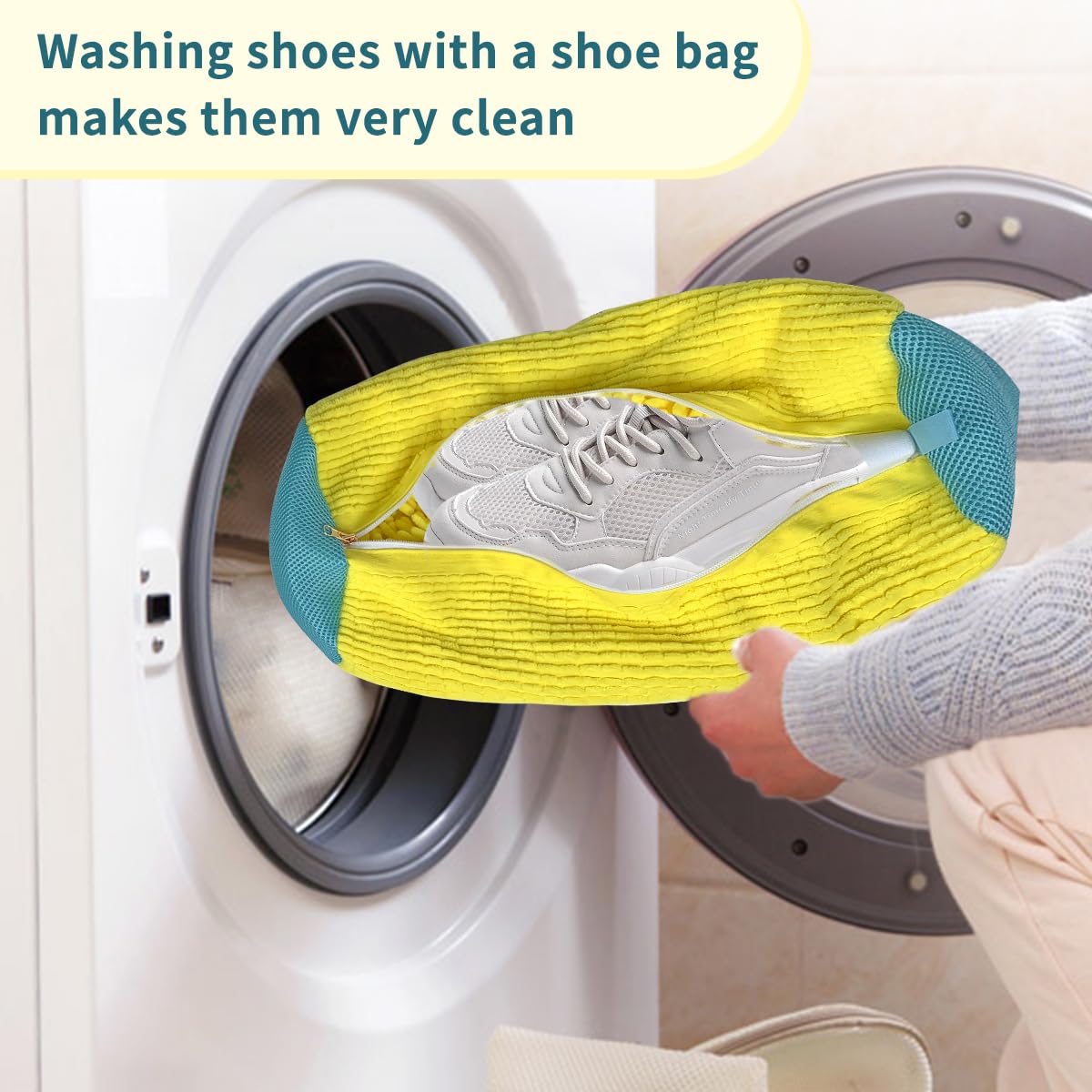 Shoe Washing Machine Bag - Laundry Wash Bag for Sneakers & Shoes - Reusable Mesh Cleaning Bag for Washer & Dryer - Perfect for Travel, Gym & Sports Gear Protection