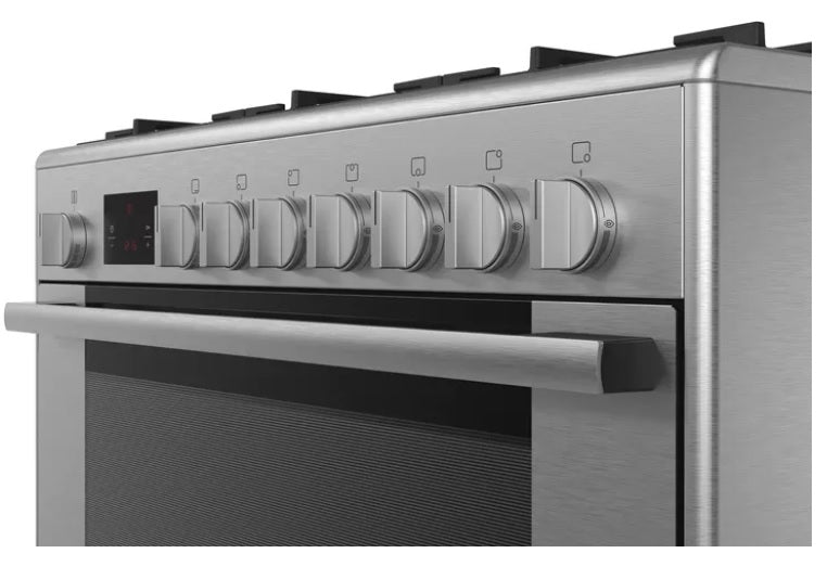 Dual Fuel Range Cooker Series 6 - 36 Inch Stainless Steel Professional Gas & Electric Oven with 6 Burners - HSB738357A - Perfect for Home Kitchen, Restaurant & Commercial Cooking