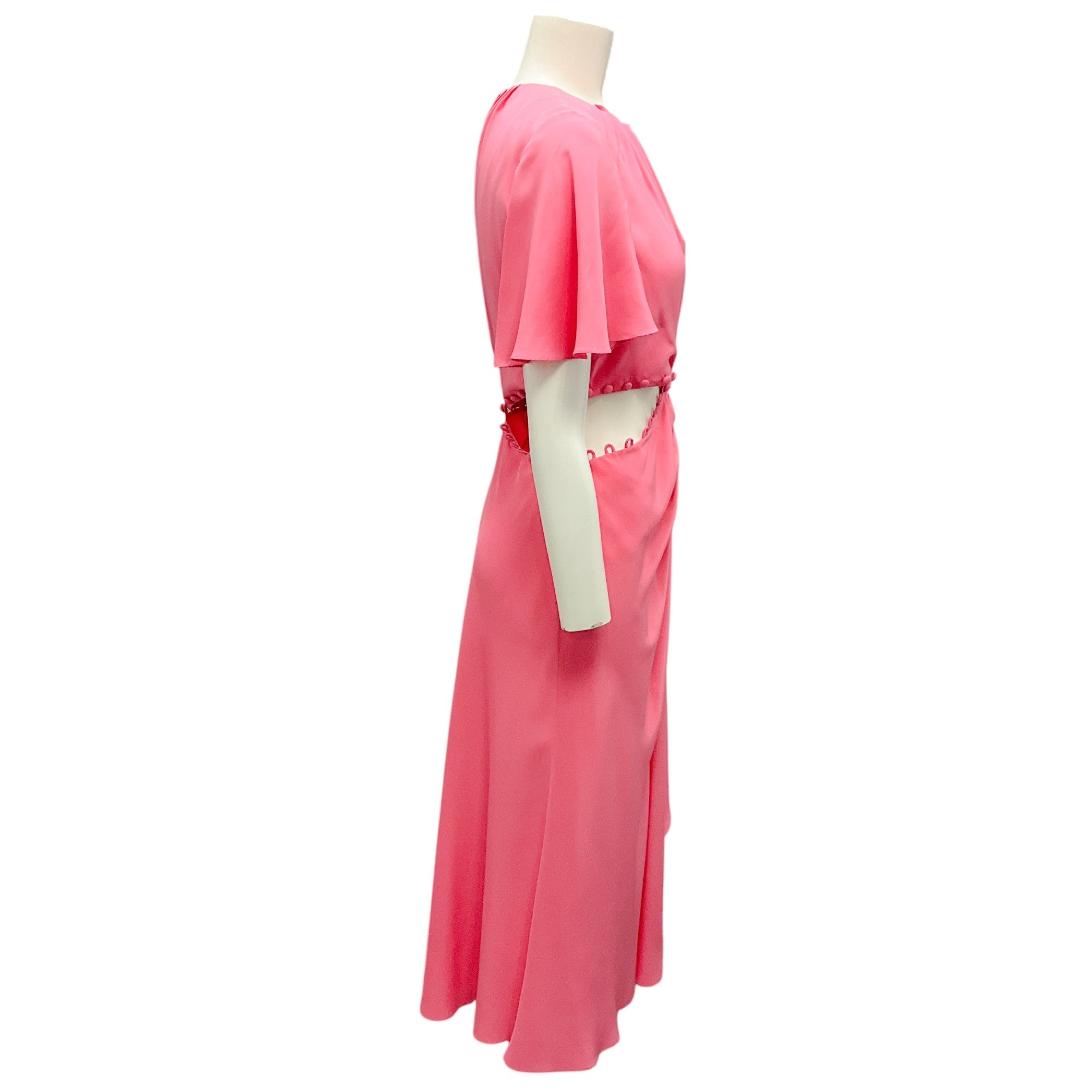 Prabal Gurung Women's Pink Silk Midi Dress with Cut Out Detail - Elegant Cocktail Party & Evening Wear