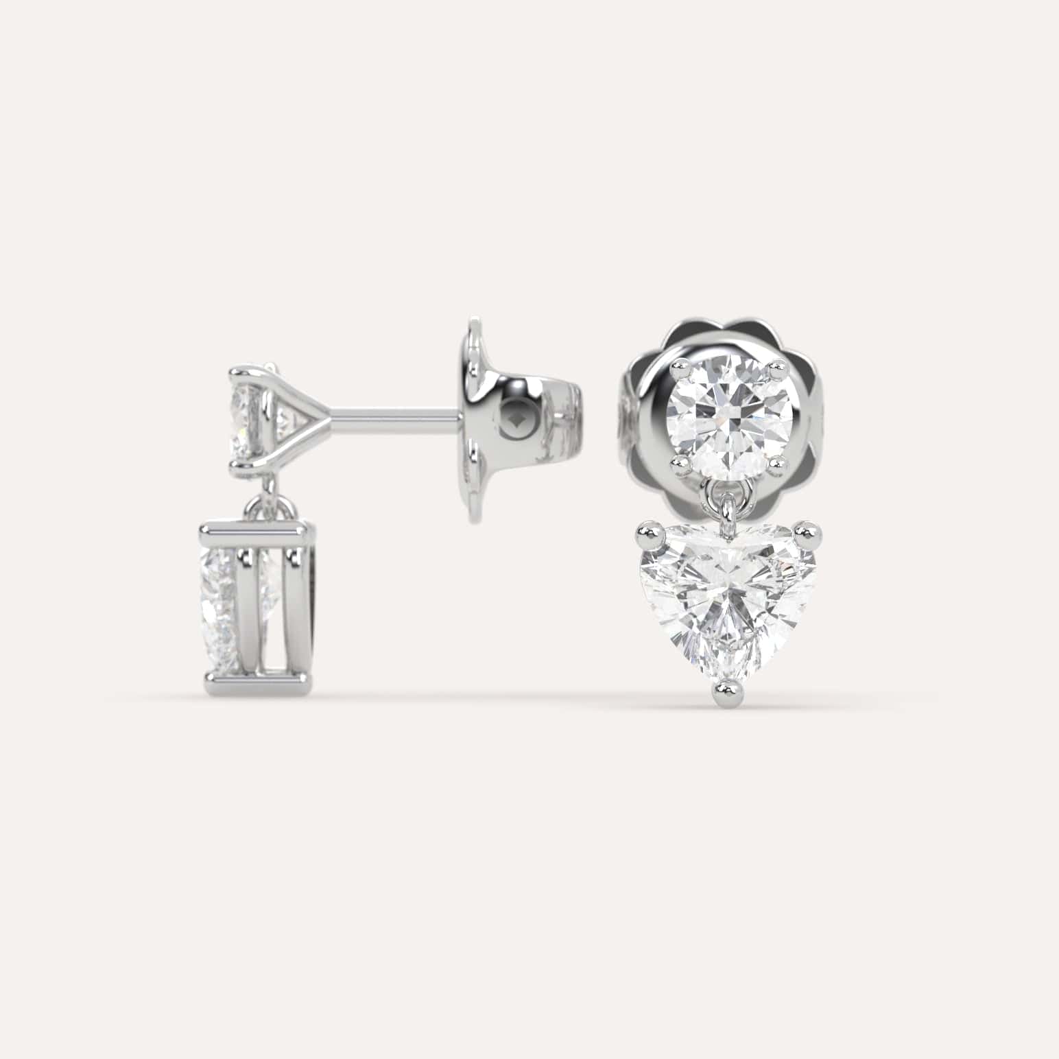 2 Carat Heart-Shaped Diamond Drop Earrings for Women – Elegant Dangle Earrings for Valentine's Day, Anniversary, Wedding & Special Occasions