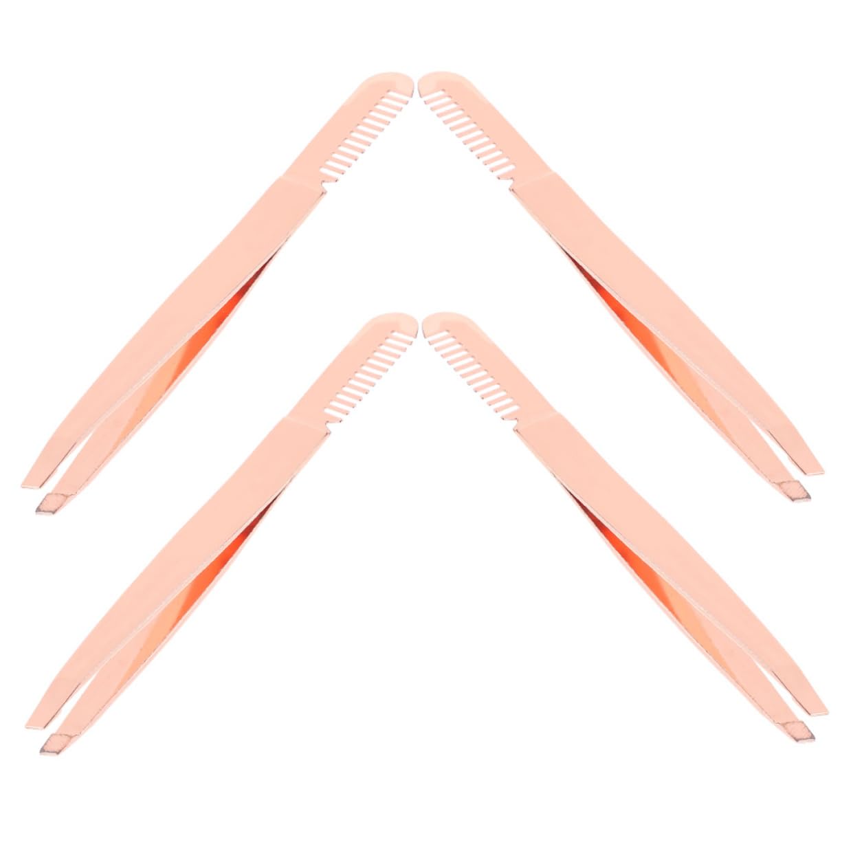 4pcs Rose Gold Stainless Steel Eyebrow Tweezers Set - Precision Slant Tip & Lash Tweezers for Women | Perfect for Eyebrow Shaping, Makeup Application & Travel Beauty Kit