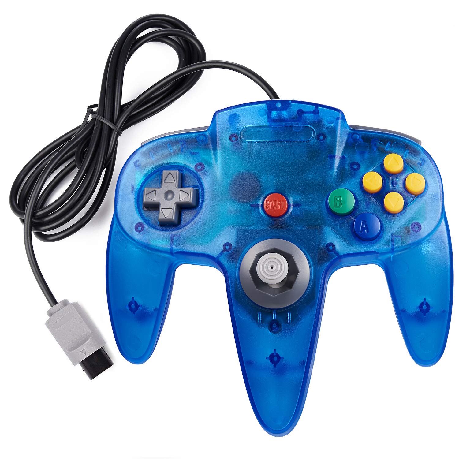 KIWITATA Classic N64 Controller - Wired Gamepad Joystick for Nintendo 64 System - Clear Blue Retro Gaming Controller - Perfect for N64 Console, Super Mario 64, Zelda & Multiplayer Gaming Sessions