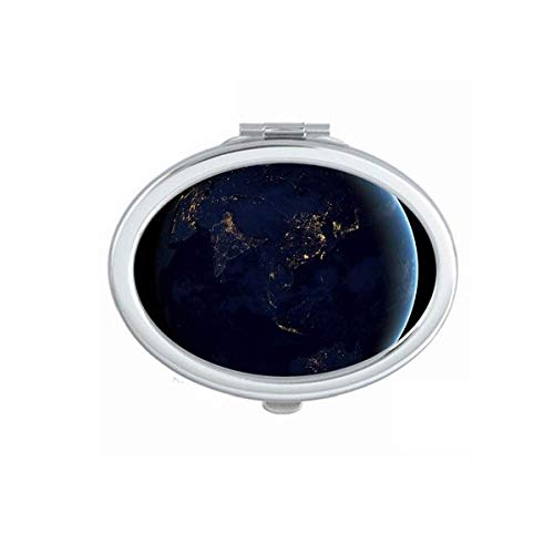 DIYthinker Portable Foldable Double-Sided Makeup Mirror - Universe Space Blue Planet Earth Design for Travel, Home & Vanity Use
