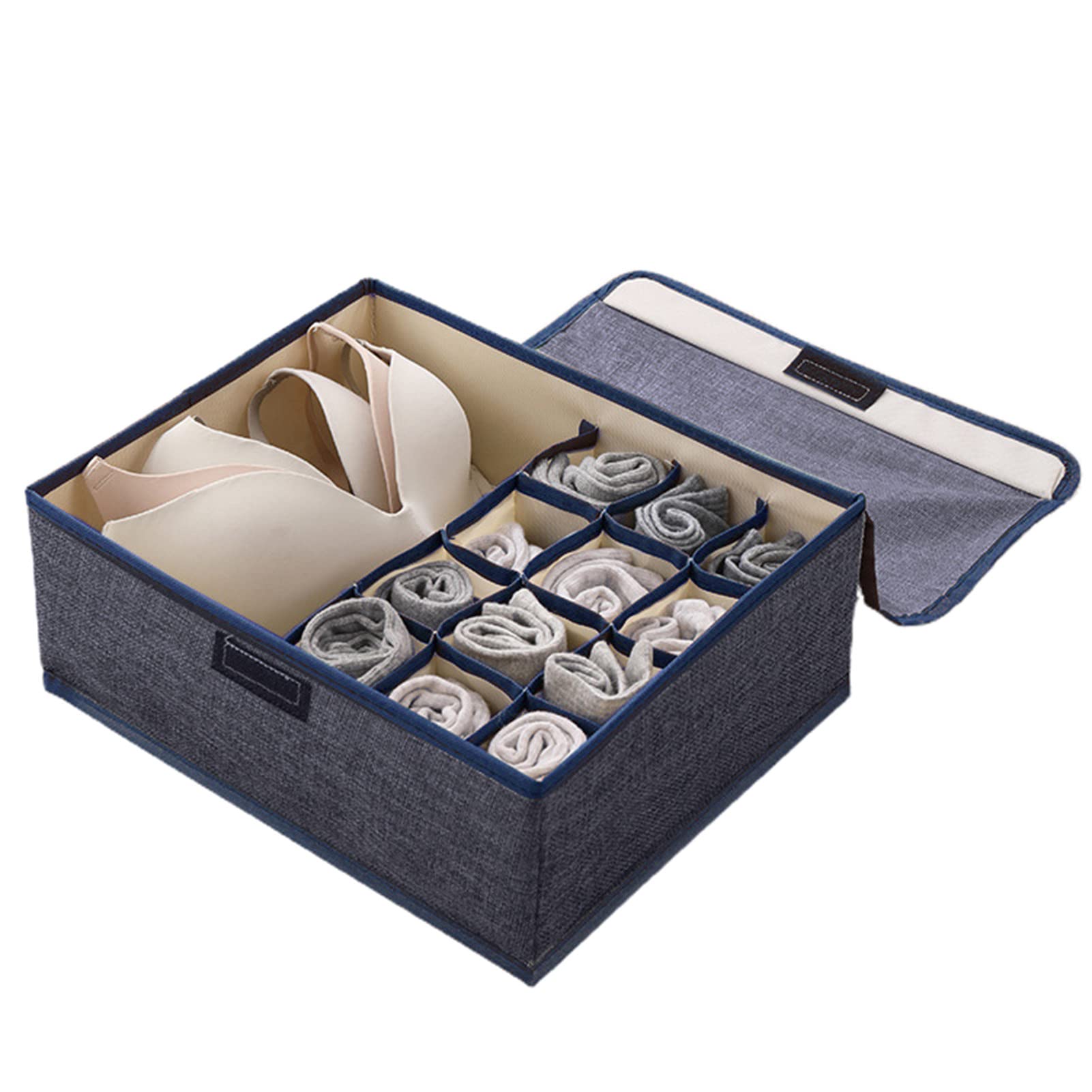 Foldable Bra & Socks Storage Box - Large Capacity Washable Cotton for Home Organization