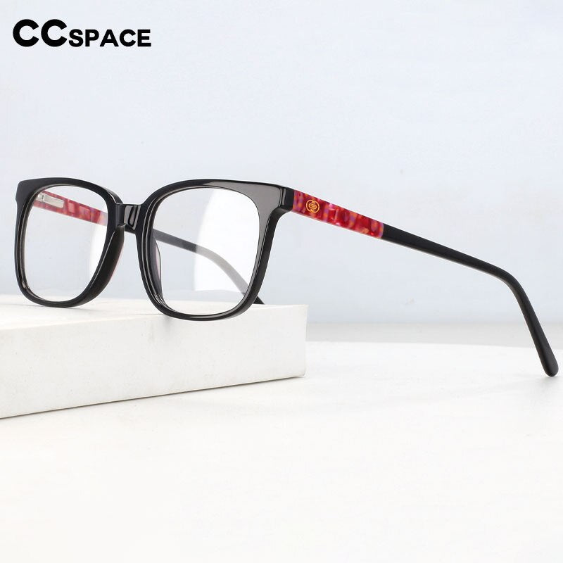 CCspace Unisex Full Rim Square Acetate Eyeglasses 55557 - Lightweight & Durable Frame for Men & Women - Perfect for Reading, Working & Daily Wear