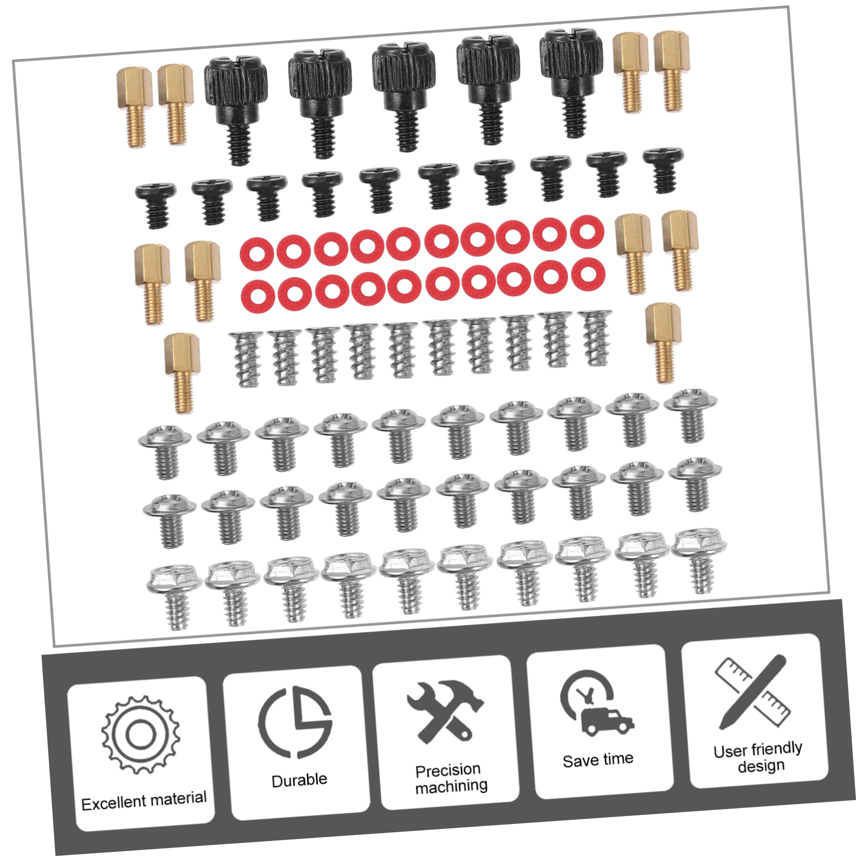 iplusmile 85pcs Computer Case Fan Screw Kit - Reusable Steel & Copper Screws for PC Build, Repair & Maintenance - Perfect for Gaming Rigs, Workstations & DIY Computer Upgrades