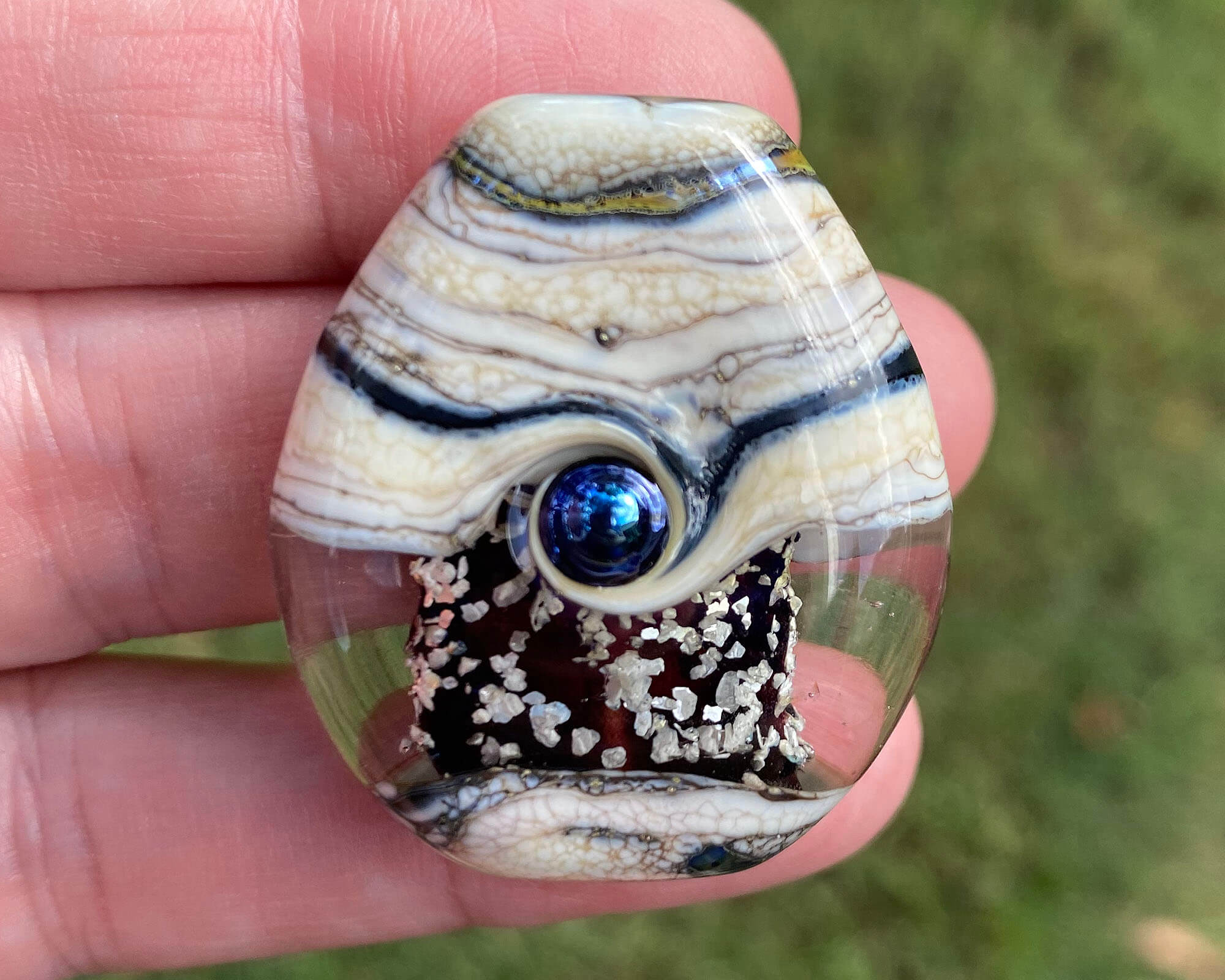 Handmade Black Organic Lampwork Glass Focal Bead for Jewelry Making - Perfect for Necklaces, Bracelets, and DIY Craft Projects