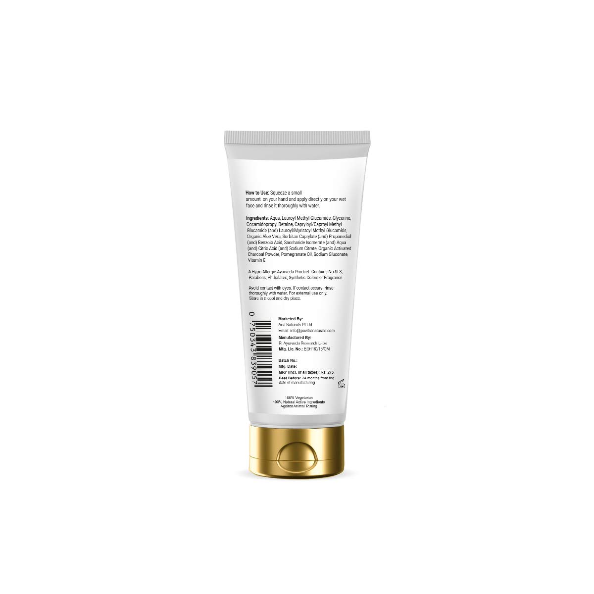 Pavitra+ Organic Activated Charcoal Acne Oil & Pollution Control Face Wash - Deep Cleansing for Oily & Acne-Prone Skin - 100ml Charcoal Black - Perfect for Daily Skincare & Urban Pollution Protection