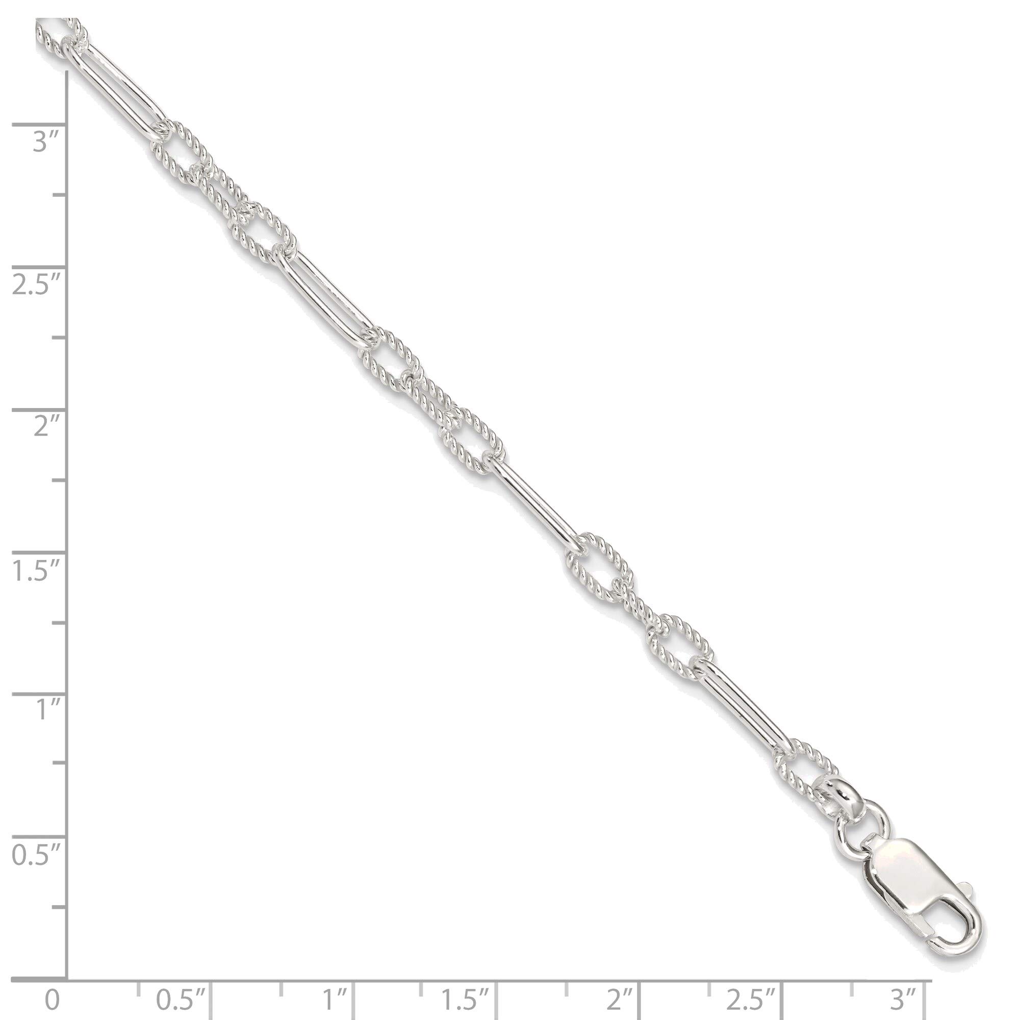 Bonyak Sterling Silver Fancy Link Anklet Bracelet for Women - Elegant 925 Silver Ankle Chain Jewelry for Beach, Party & Everyday Wear