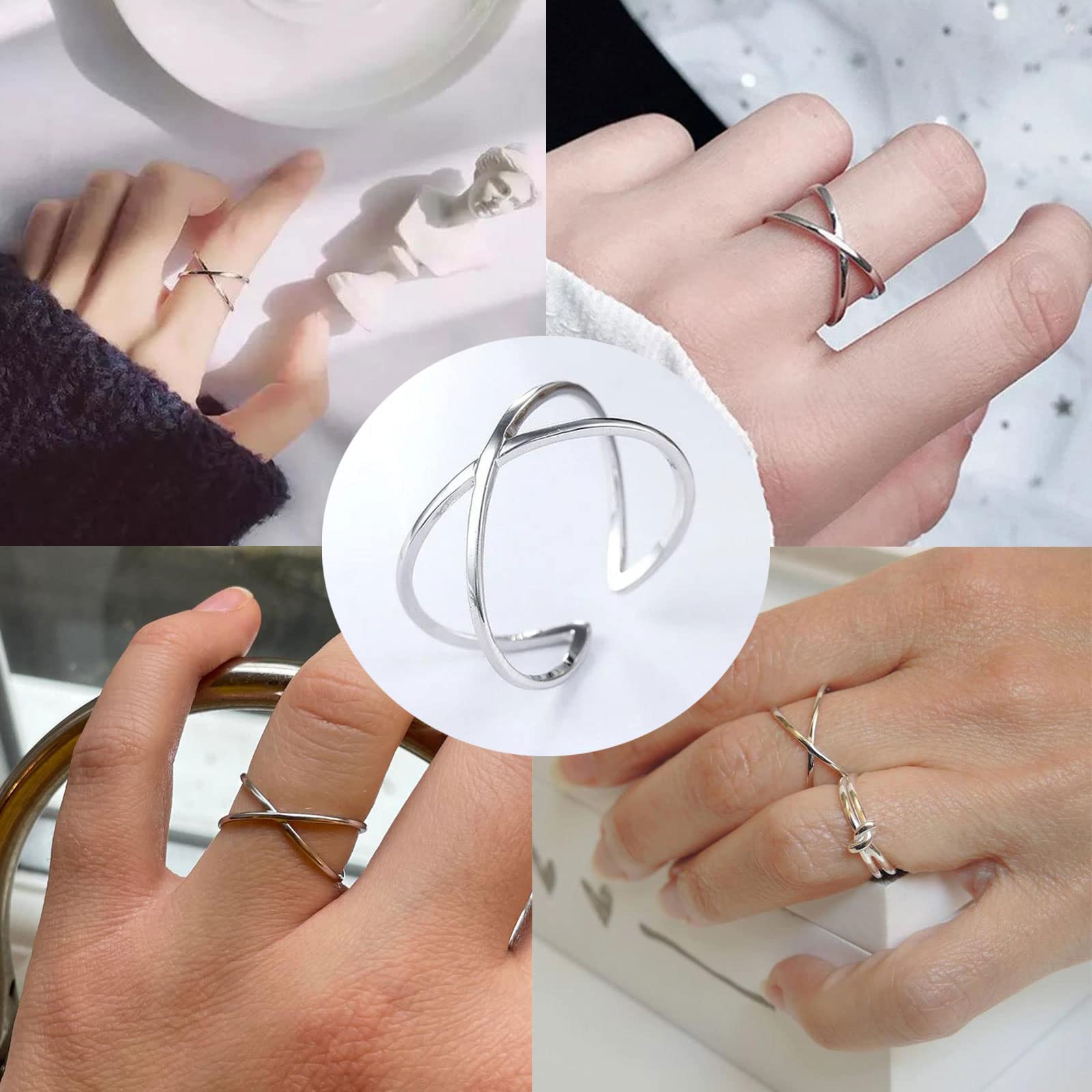 Honsny 11PCS Adjustable Stackable Rings for Women - Silver & Gold Knuckle Rings Set, Trendy Joint Finger Rings Pack for Teens & Women | Perfect for Daily Wear, Parties, Gifts & Fashion Accessories