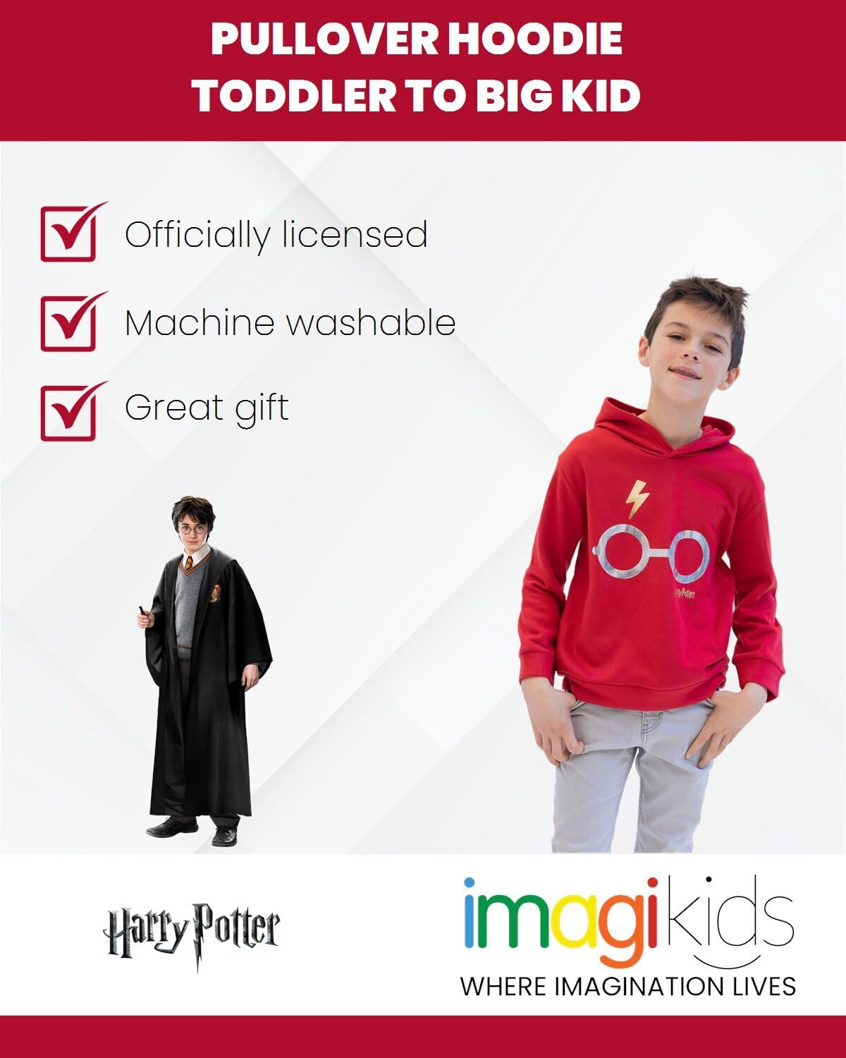 Harry Potter Fleece Pullover Hoodie for Kids & Teens - Warm Cozy Unisex Sweatshirt for School, Halloween Costume & Winter Outfits