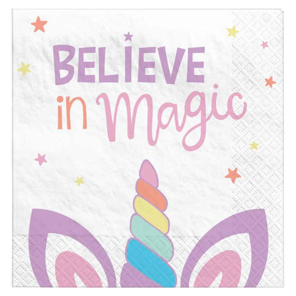 Unicorn Party Luncheon Napkins, 6.5 Inch (16-Pack) - Colorful Fantasy Themed Paper Napkins for Kids Birthday, Baby Shower & Magical Celebrations - Perfect for Unicorn Themed Parties, Decorations & Special Events