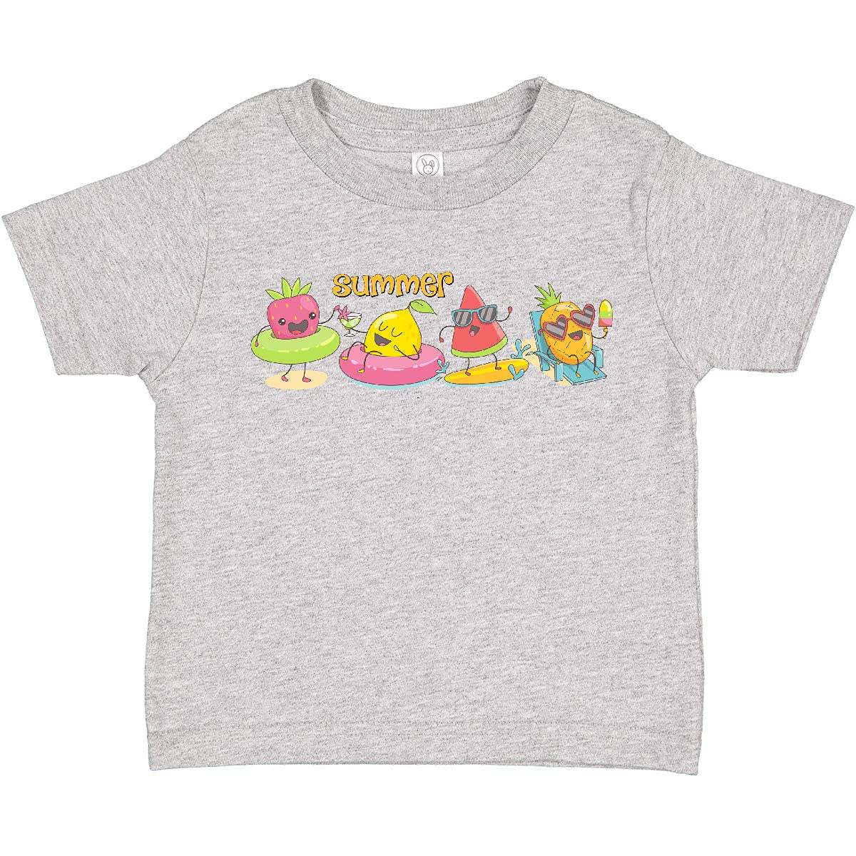 Inktastic Kawaii Summer Fruit Toddler T-Shirt - Cute Cartoon Watermelon Pineapple Outfit for Baby Girls & Boys - Perfect for Beach Vacation, Playdates & Summer Photoshoots
