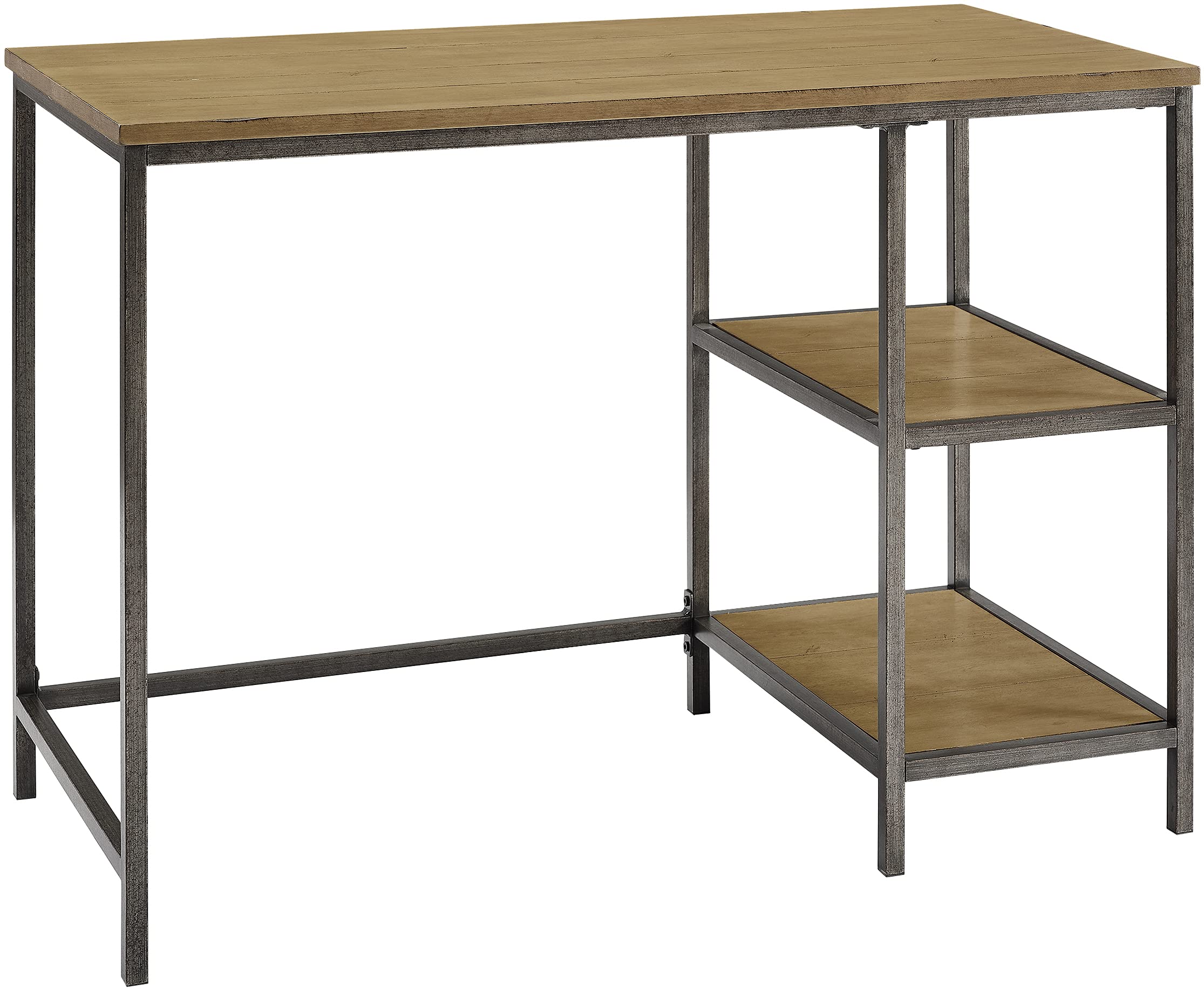 Crosley Furniture Brooke Small Home Office Desk with Storage Shelves - Compact Writing Desk for Small Spaces, Washed Oak Finish - Perfect for Home Office, Study Room, or Dormitory