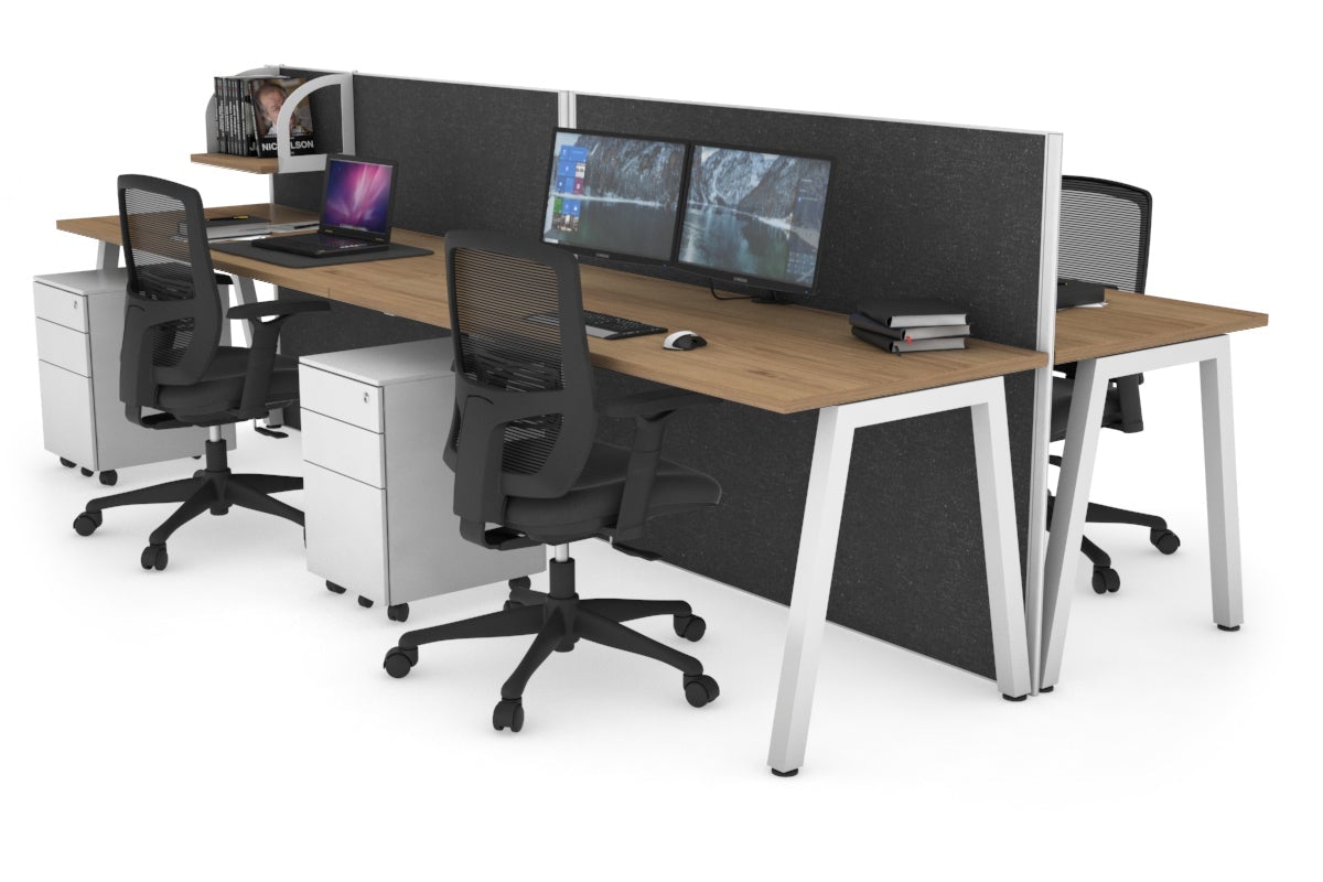 Horizon Quadro 4-Person Office Workstation Bench with A-Legs - 1200L x 700W Dimensions - Perfect for Collaborative Workspaces, Conference Rooms & Open Office Layouts