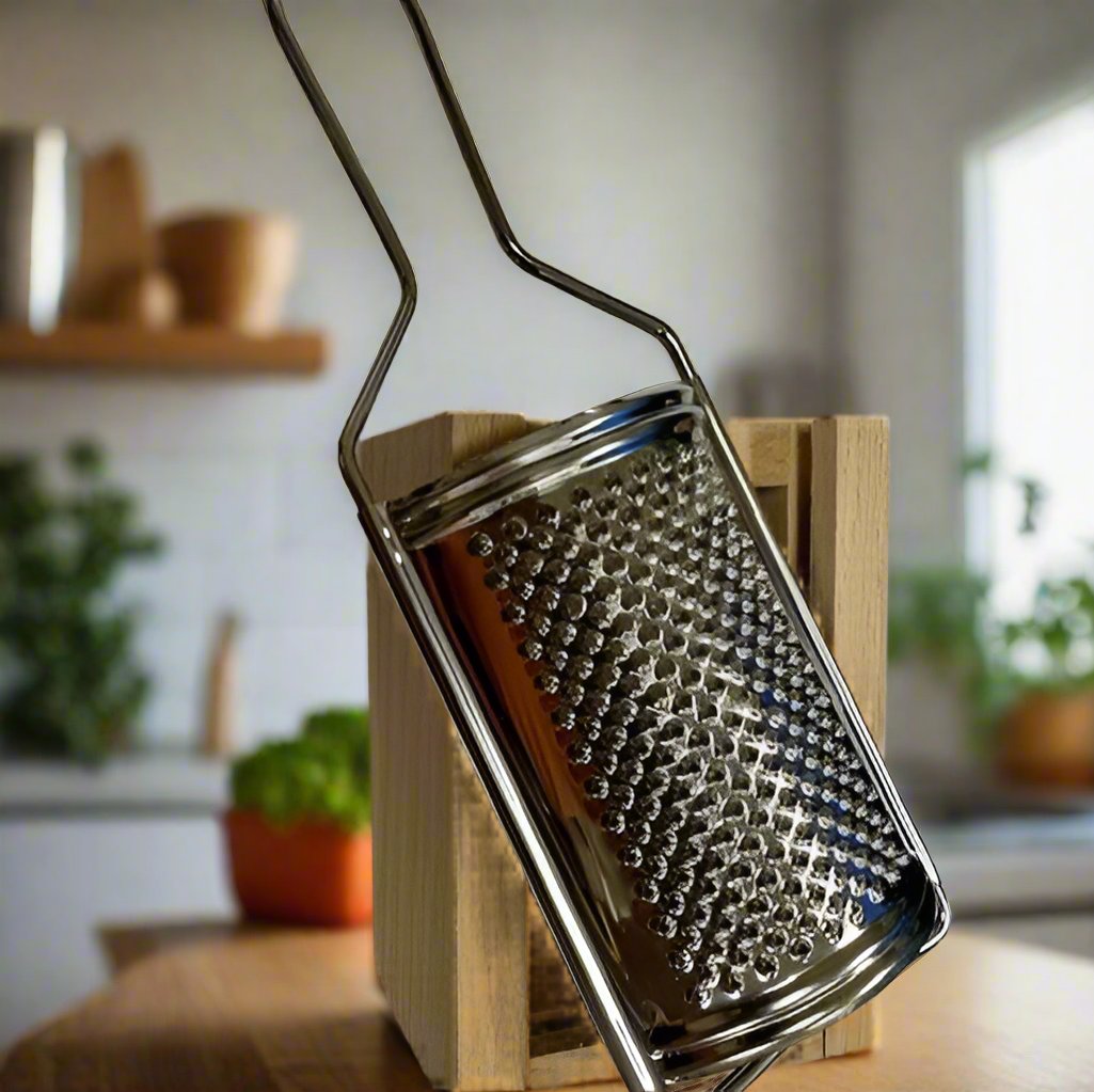 Premium Stainless Steel Cheese Grater for Catering & Kitchen - Heavy Duty Box Grater with 4 Sides for Parmesan, Cheddar & Hard Cheeses - Perfect for Restaurants, Pizza Shops & Home Cooking