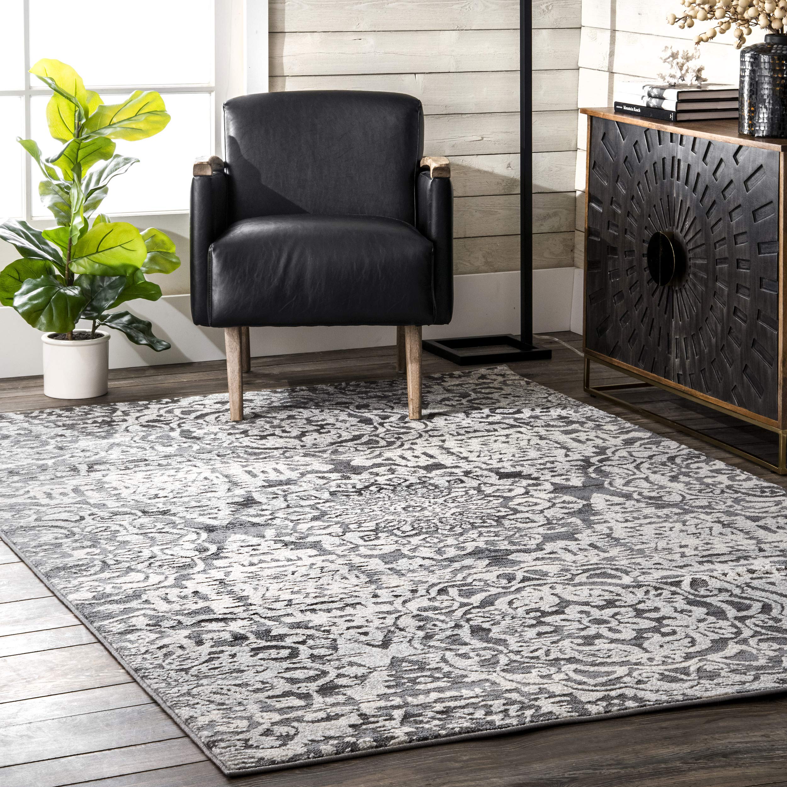 nuLOOM Shaded Blue Sun Area Rug 8x10 ft, Grey - Soft Modern Living Room Rug for Home Decor, Bedroom, Office & Dorm