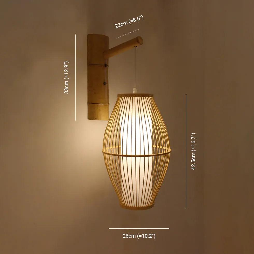 Rustic Wicker Wall Light Lantern - Handwoven Wooden Outdoor Sconce for Patio, Garden, Porch & Backyard Decor | Waterproof & Weather Resistant