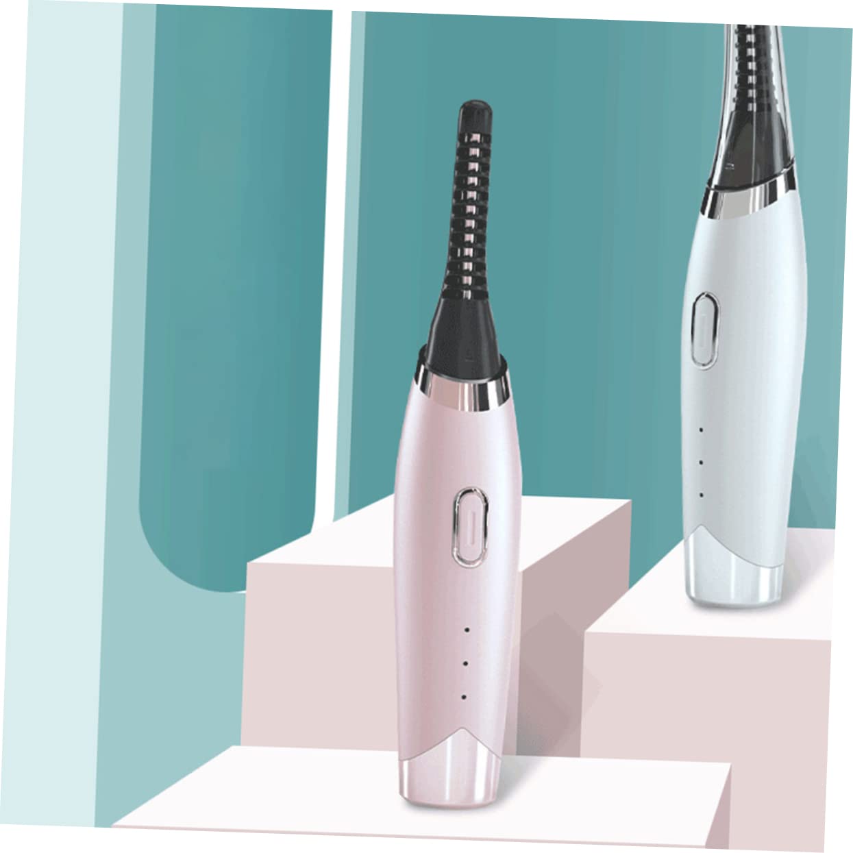 PLAFOPE USB Heated Eyelash Curler with 3 Temperature Settings - Pink ABS Electronic Lash Curling Iron & Brush for Perfect Curled Lashes - Great for Home, Travel, and Professional Makeup Use