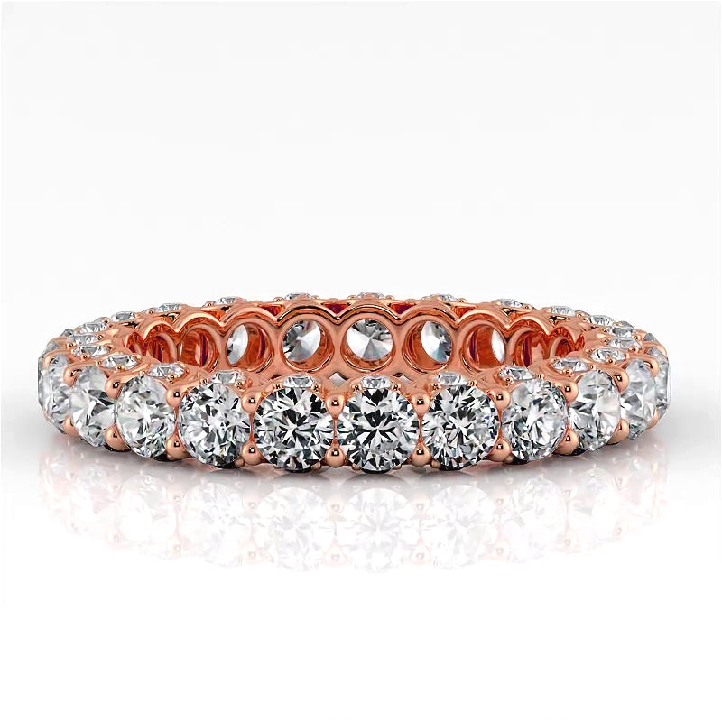 3.11 Carat Round Diamond Eternity Wedding Band - 14K White Gold Women's Engagement Ring for Anniversary, Proposal & Bridal Jewelry Gift (Perfect for Weddings, Valentine's Day & Special Occasions)