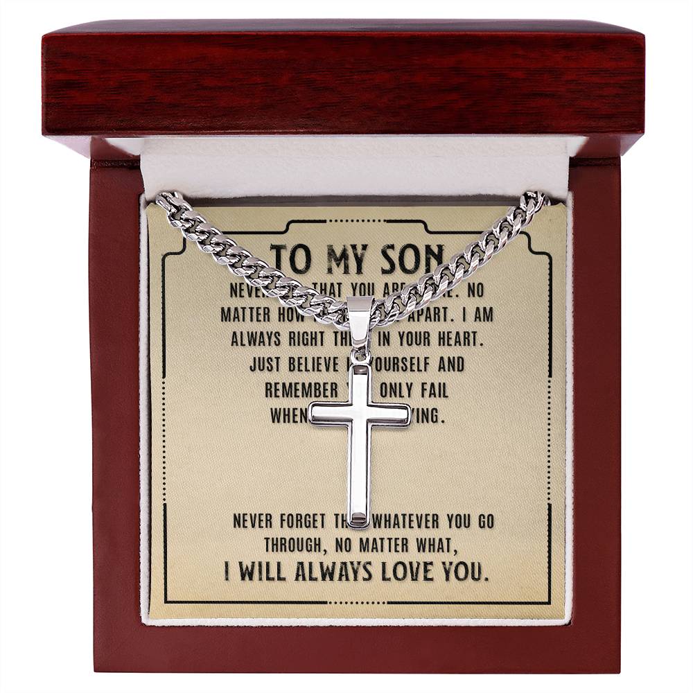 Cross Necklace for Son - Meaningful Gift from Mom | Religious Jewelry for Boys, Teens & Men - Perfect for Birthdays, Graduation & Special Occasions