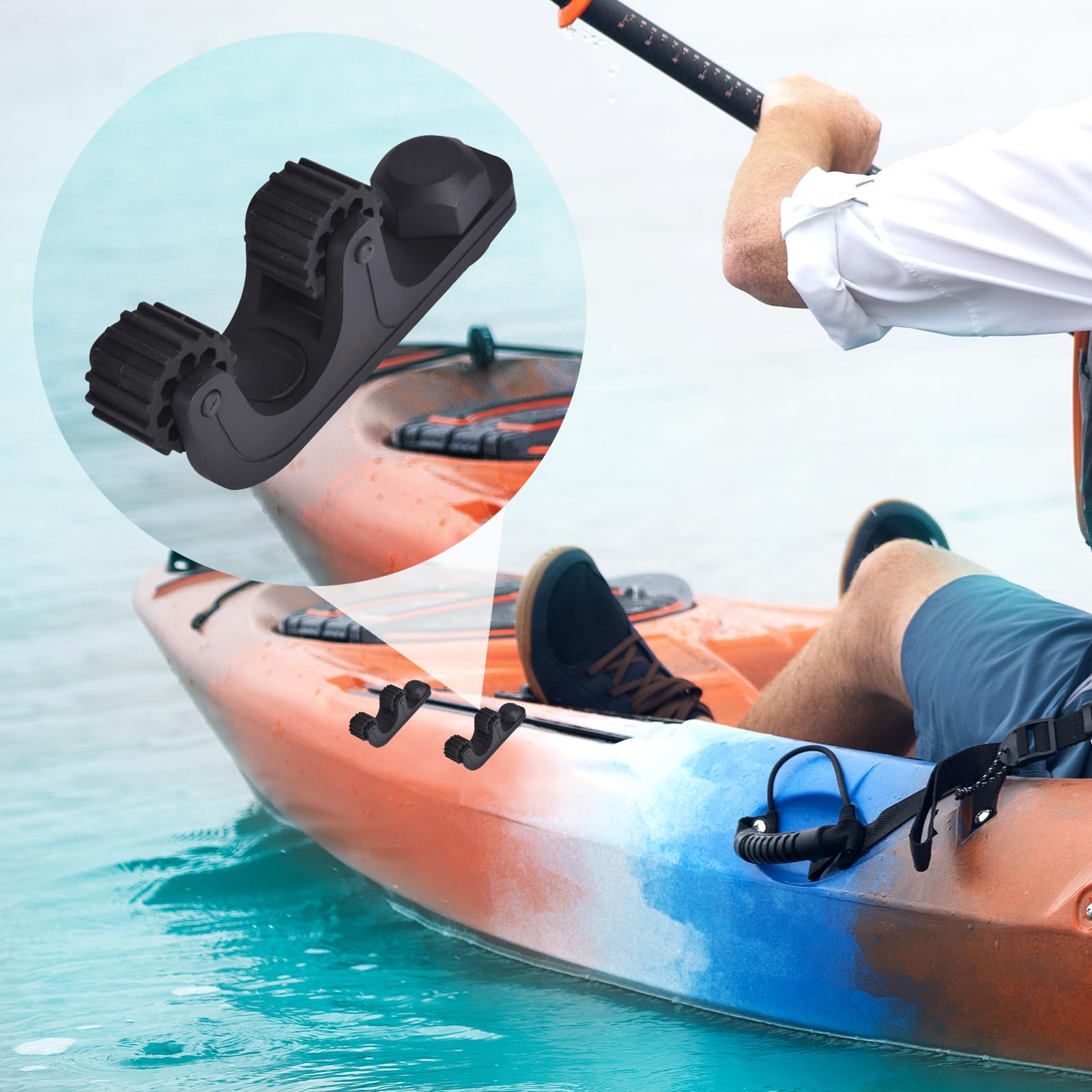 2-Piece Kayak Paddle Holder - Adjustable Track Mount Accessories for Fishing & Kayaking | Secure Storage Solution for Kayaks, Canoes & Paddle Boards | Durable Black Design for Outdoor Water Sports