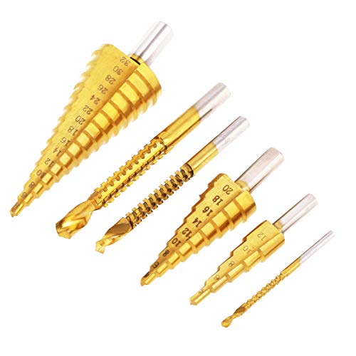 6Pcs Titanium Step Drill Bit Set for Metal & Wood - DIY & Professional Use