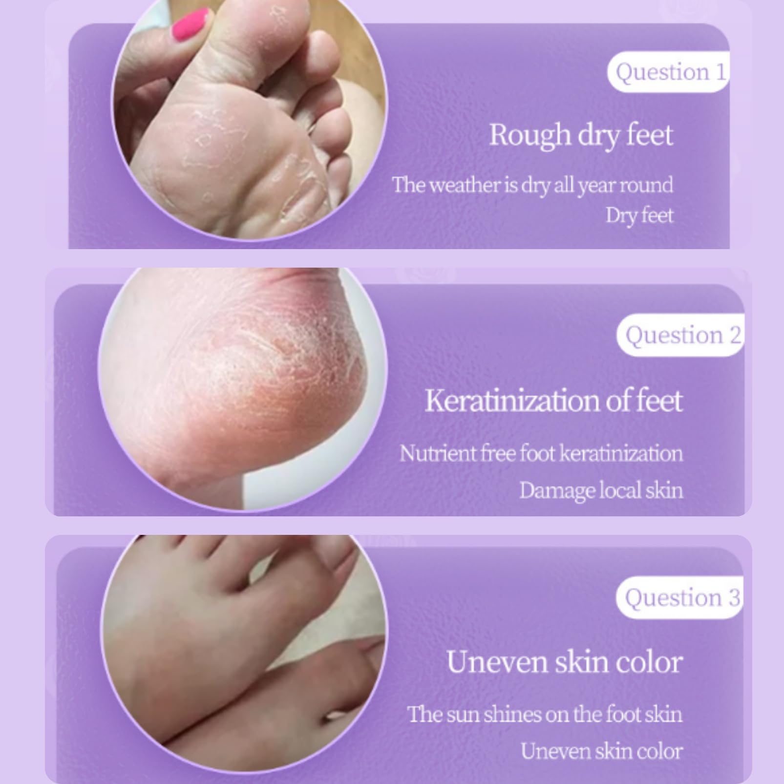 3 Pairs Lavender Foot Peel Mask for Hard Skin - Moisturizing & Exfoliating Foot Mask Socks - Nourishes & Softens Feet - Perfect for Pedicures, Spa Days & At-Home Foot Care