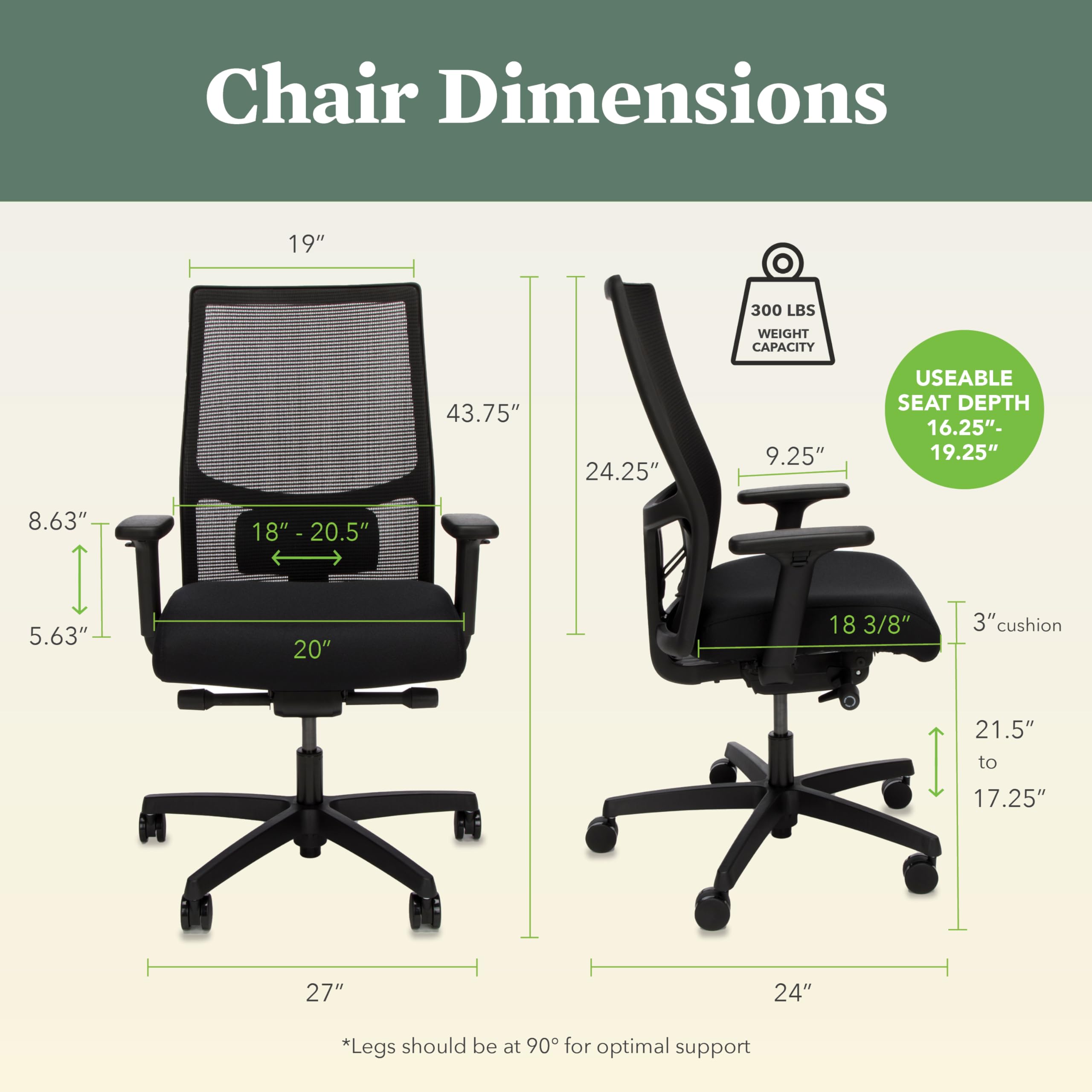 HON Ignition 2.0 Ergonomic Office Chair with Adjustable Tilt & Swivel Wheels - Comfortable Mesh Back Support for Long Hours Sitting - Home Office Desk Chair for Work, Gaming & Study