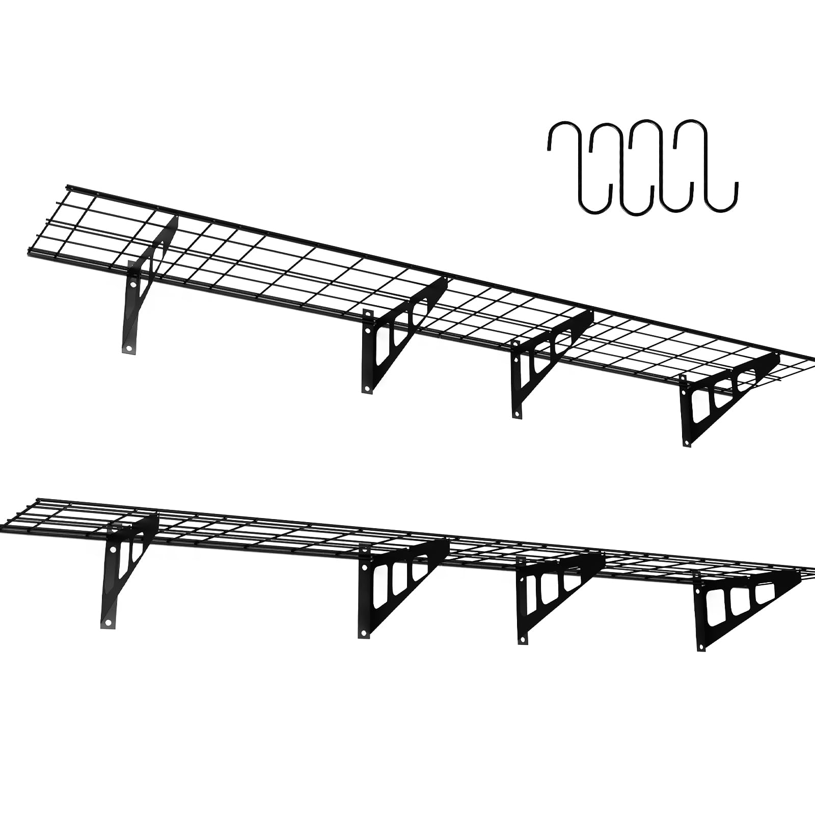 2-Pack Heavy Duty Garage Wall Shelves - 12x72 Inch Floating Shelving with 600lbs Capacity - Wall Mounted Storage Rack for Garage, Basement, Workshop & Home Organization